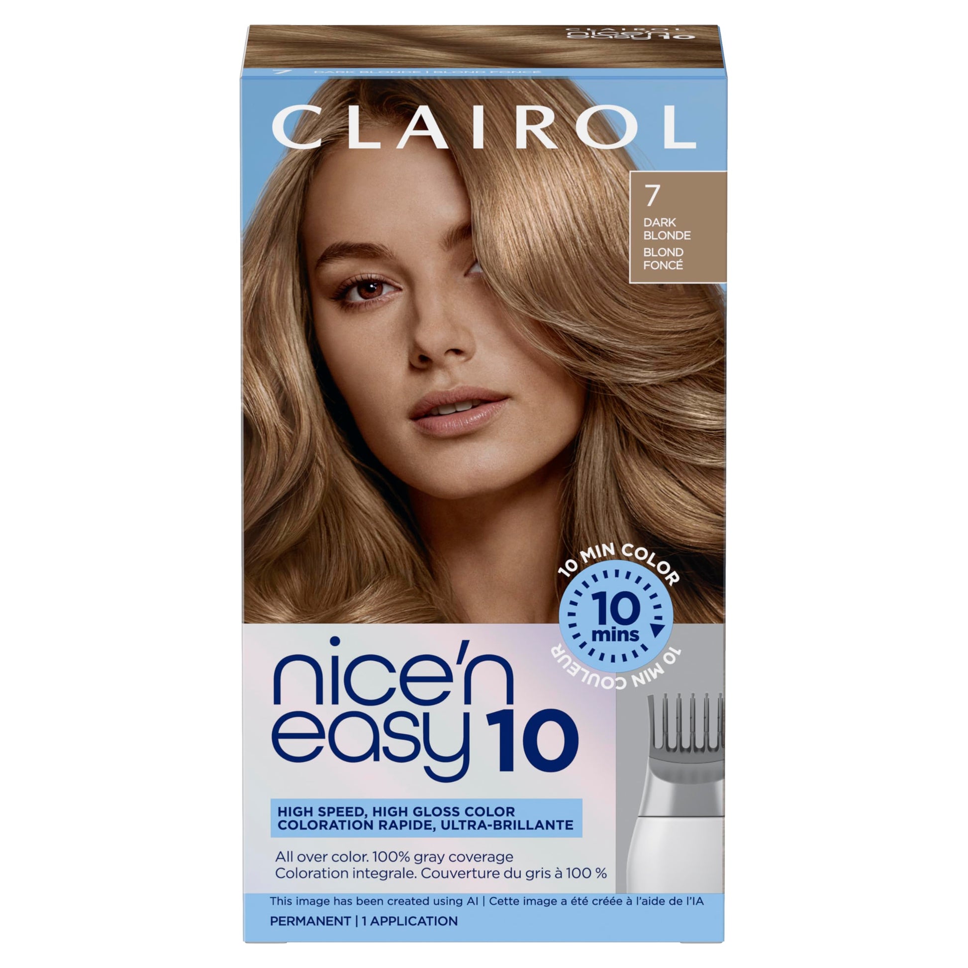 Dark Olive Green Clairol Nice'N Easy 10 Permanent Hair Dye, 7 Dark Blonde Hair Color, Pack of 1