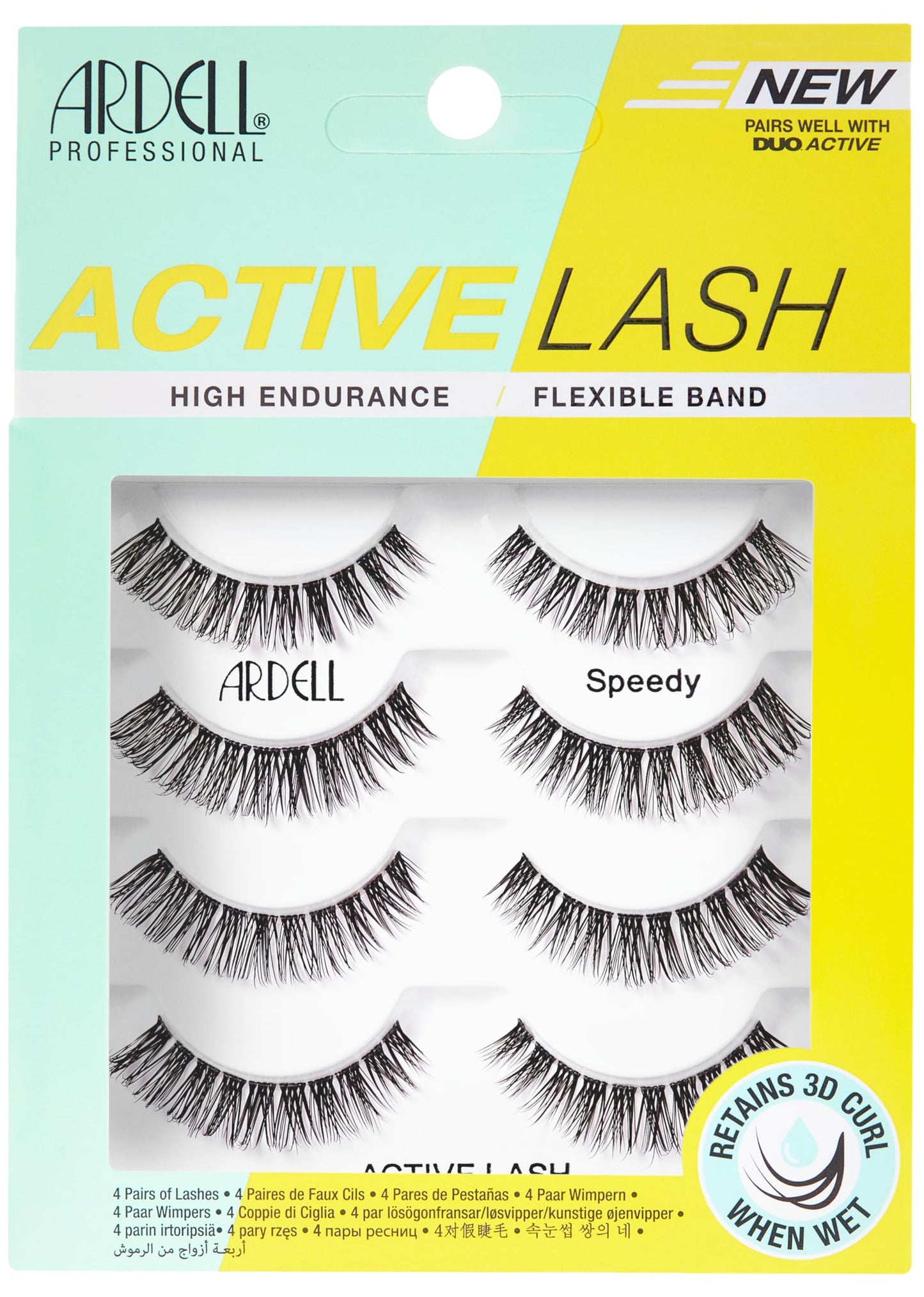 White Smoke Ardell Active Lash - Speedy, False Eyelashes, Water-Resistant, Lightweight, Strip Lashes, 4 Pairs, 1-Pack