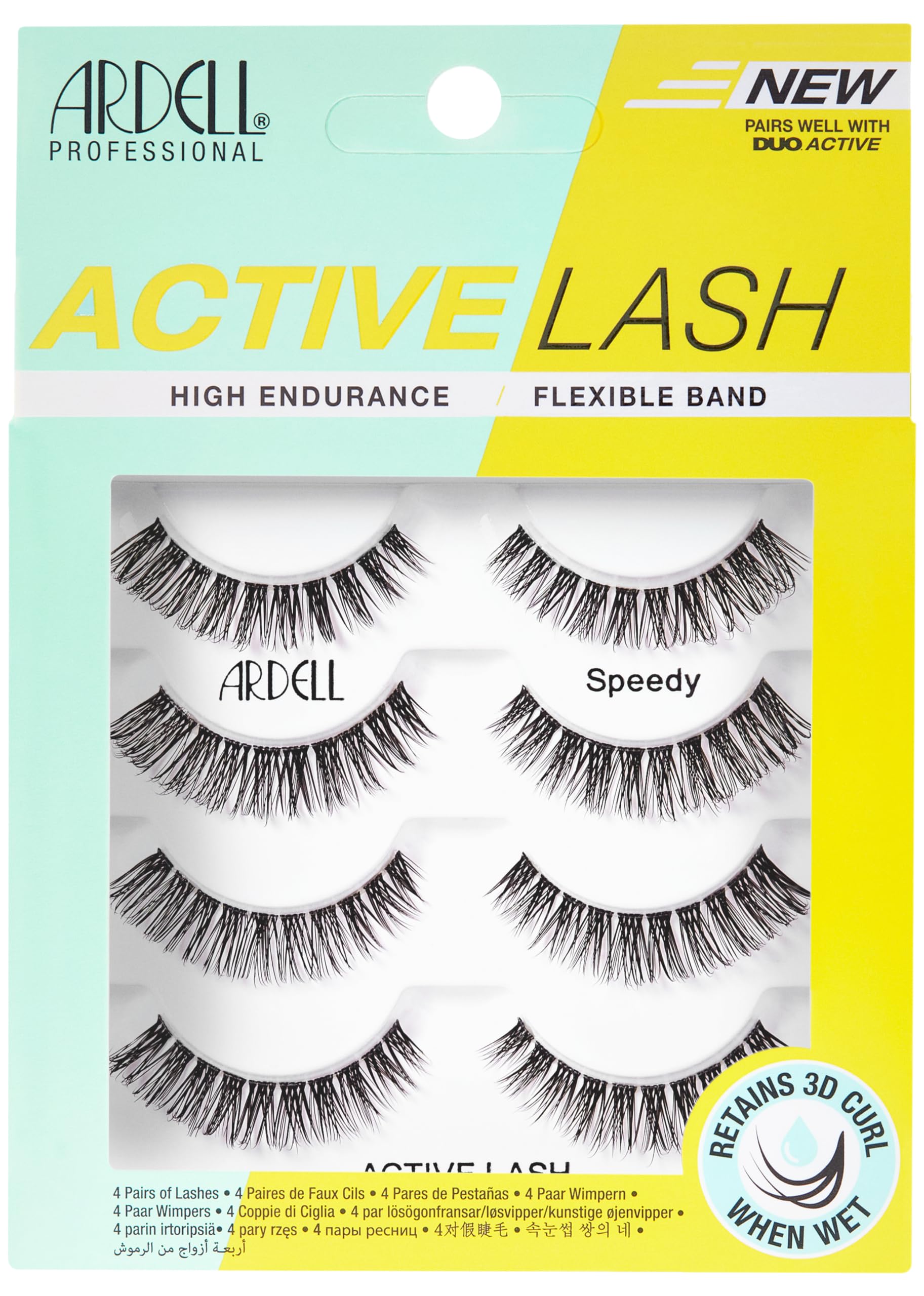 White Smoke Ardell Active Lash - Speedy, False Eyelashes, Water-Resistant, Lightweight, Strip Lashes, 4 Pairs, 1-Pack