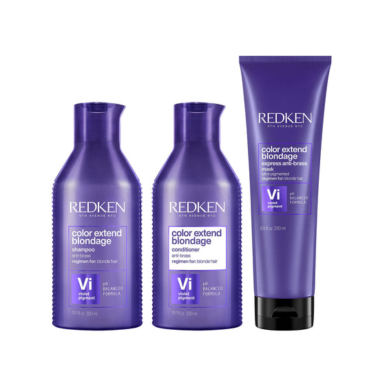 White Smoke Redken Color Extend Blondage Color Depositing Purple Shampoo, Conditioner and Anti-Brass Mask Set For Blonde Hair - Neutralizes Brassy Tones In Blonde Hair With Citric Acid