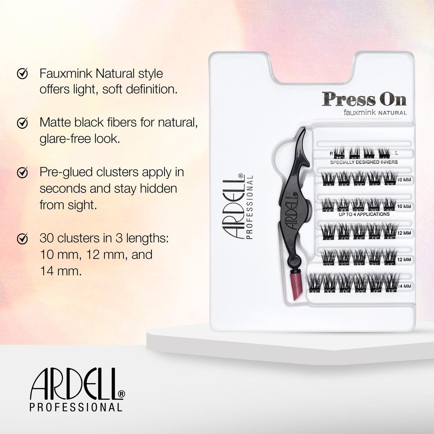 White Smoke Ardell Press On Lashes Underlash Extensions, Faux Mink Natural – Pre-Glued Lash Clusters, No Glue Needed, Eyelash Cluster, Green Tea & Peptides Infused with Applicator, DIY Lash Extensions, 30 ct