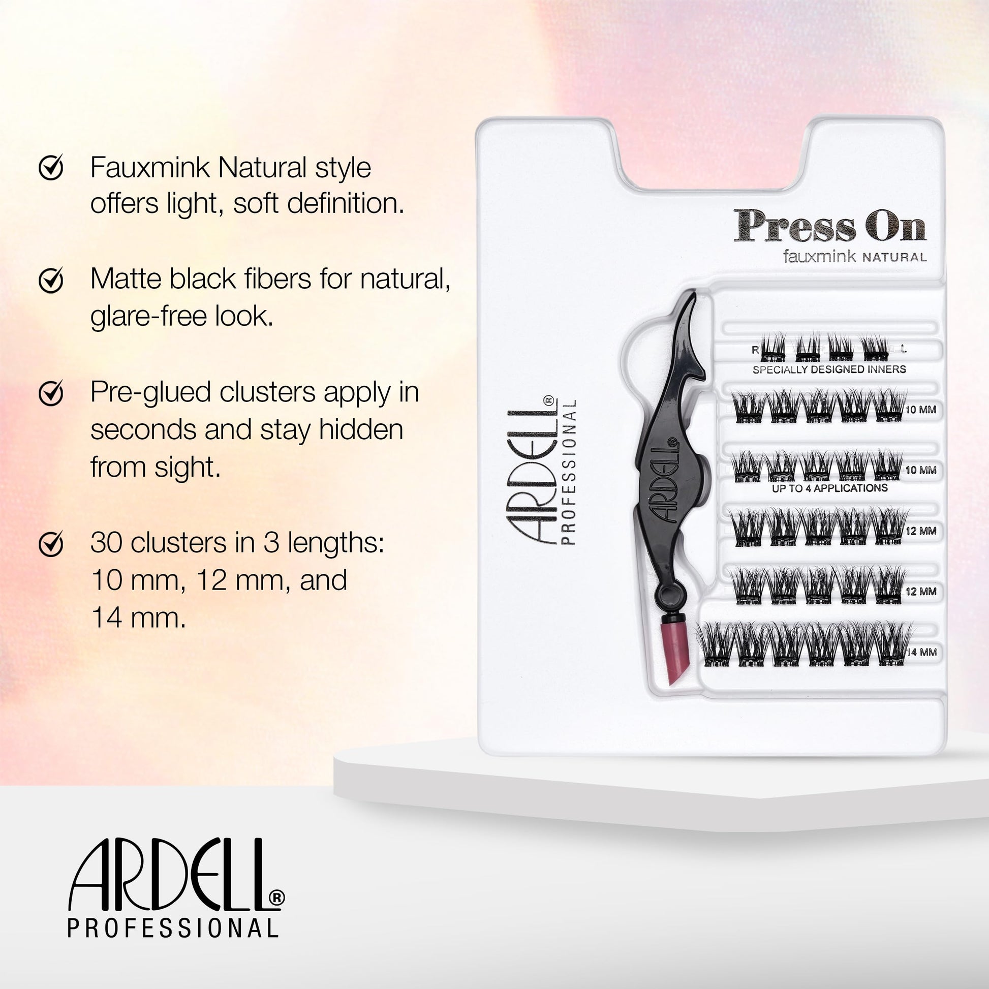 White Smoke Ardell Press On Lashes Underlash Extensions, Faux Mink Natural – Pre-Glued Lash Clusters, No Glue Needed, Eyelash Cluster, Green Tea & Peptides Infused with Applicator, DIY Lash Extensions, 30 ct