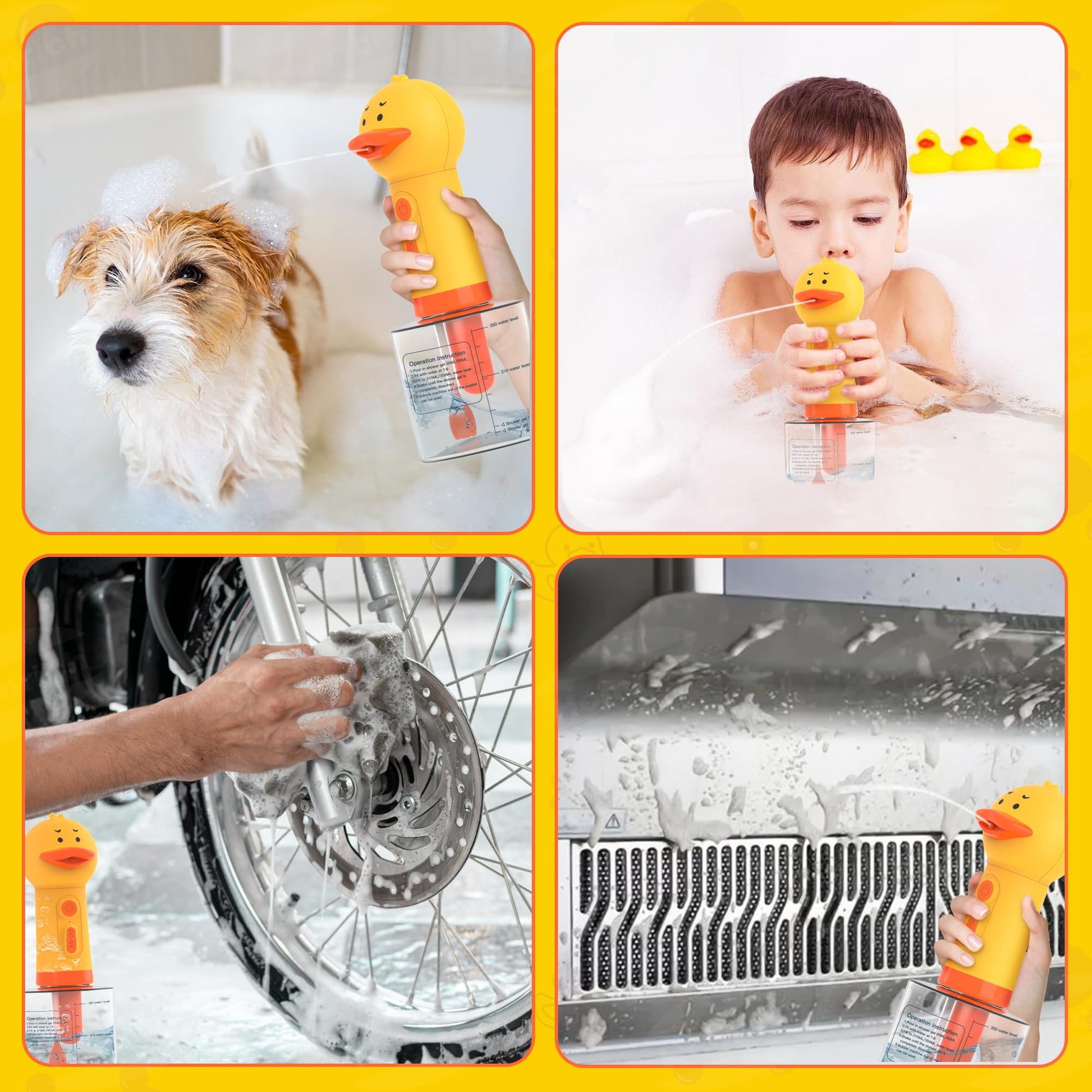 White Smoke Homrich Electric Dog Soap Dispenser, Automatic Dog Cleaning Foam Machine, Dog Shampoo Sprayer with Brush for Dog and Cat Bathing, Shampoo Foamer for Pet Bathing, Bathroom, Kitchen Sink