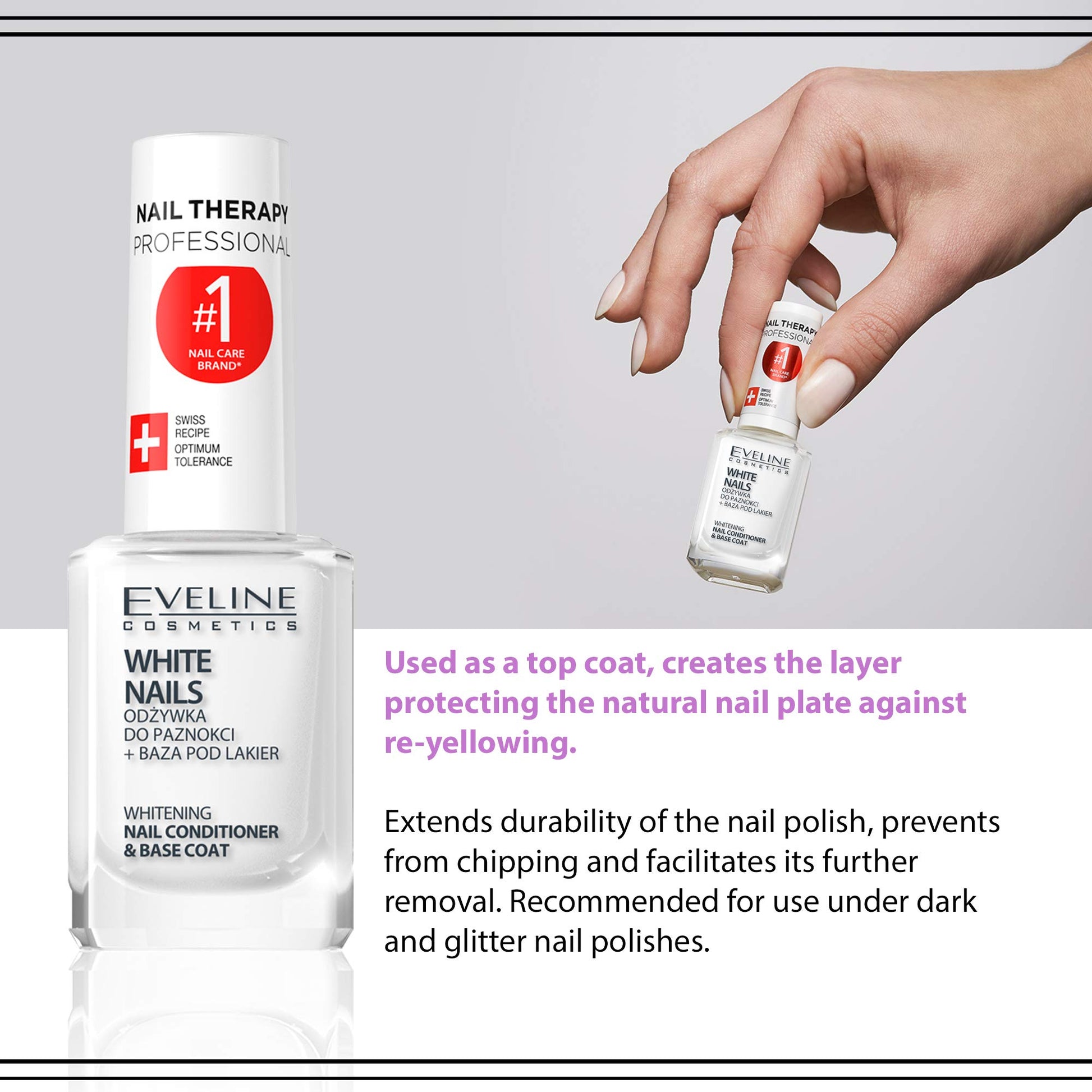 Light Gray Eveline Cosmetics 3 In 1 Instantly Whiter Nail Whitener