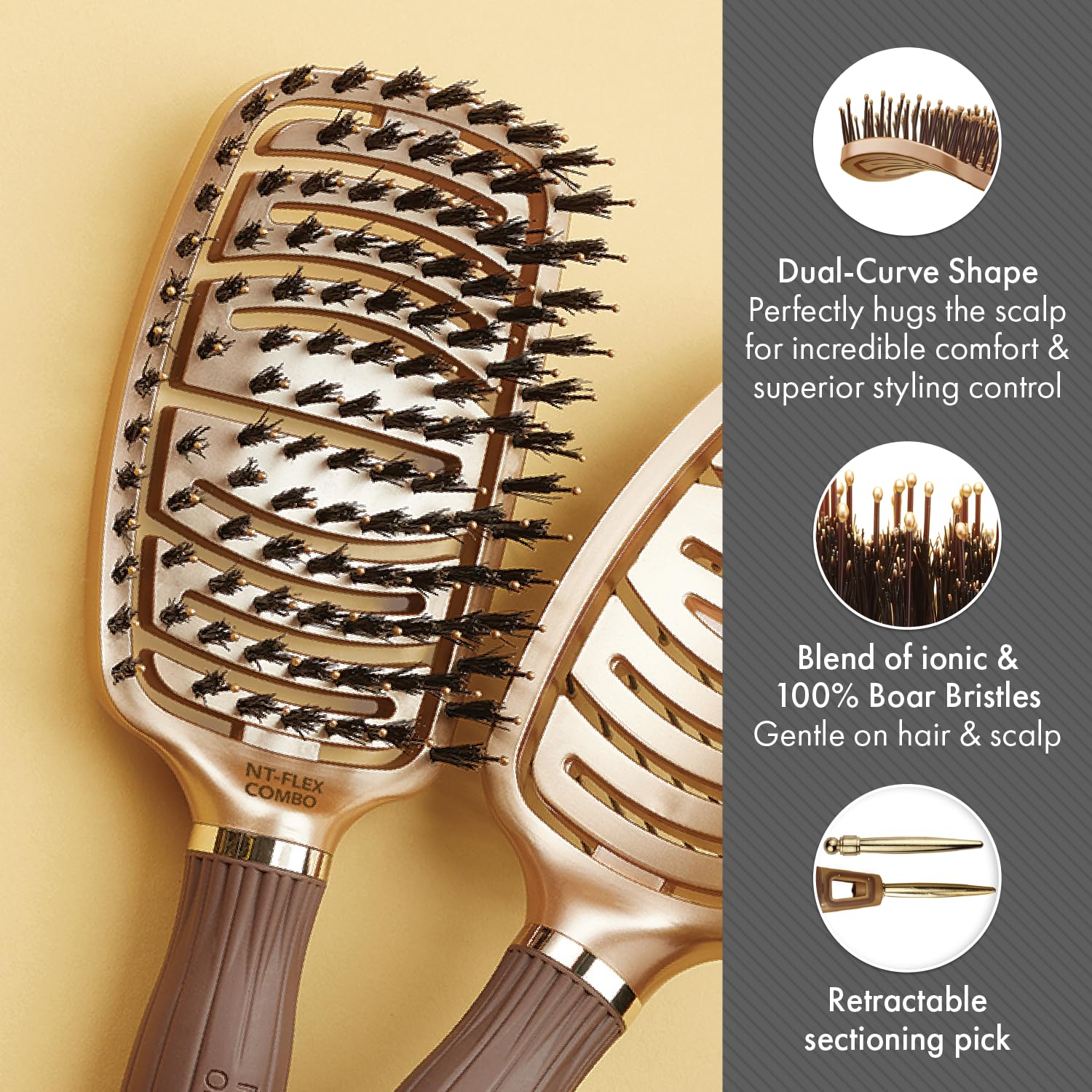 Dim Gray Olivia Garden NanoThermic Ceramic + Ion Flex Hair Brush kit contains NT-FLEXPRO NT-FLEXBR, NT-FLEXCO (3-Piece Box)