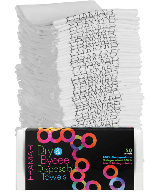Gray FRAMAR Biodegradable Salon Towels for Hair Stylist – Hair Towels for Women, Disposable Towel, Salon Towel, for Spa, Barber, Gym, Super Absorbent and Extra Soft – 50 Count