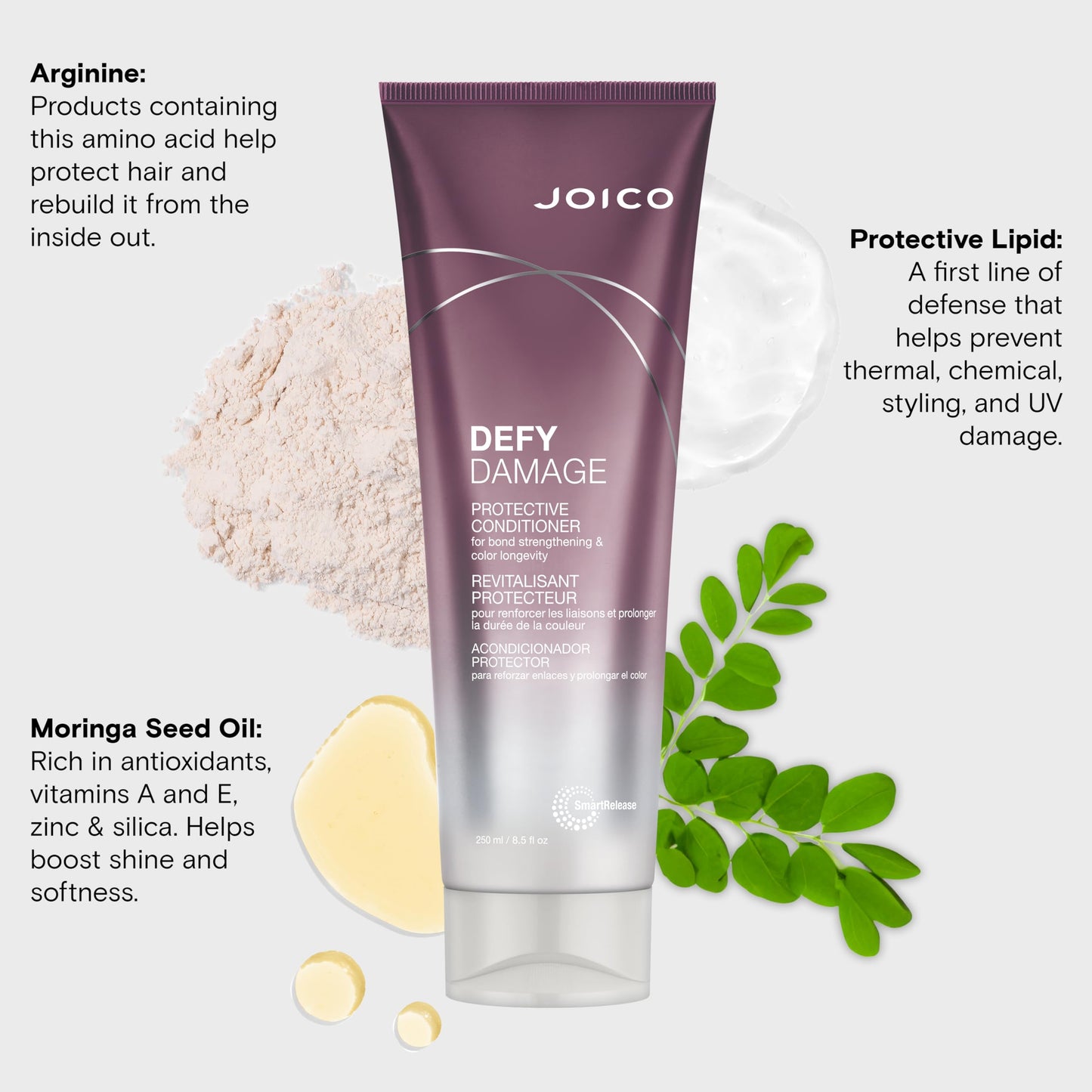 Lavender Joico Defy Damage Protective Conditioner | For Color-Treated Hair | Strengthen Bonds & Preserve Hair Color | With Moringa Seed Oil & Arginine | 8.5 Fl Oz