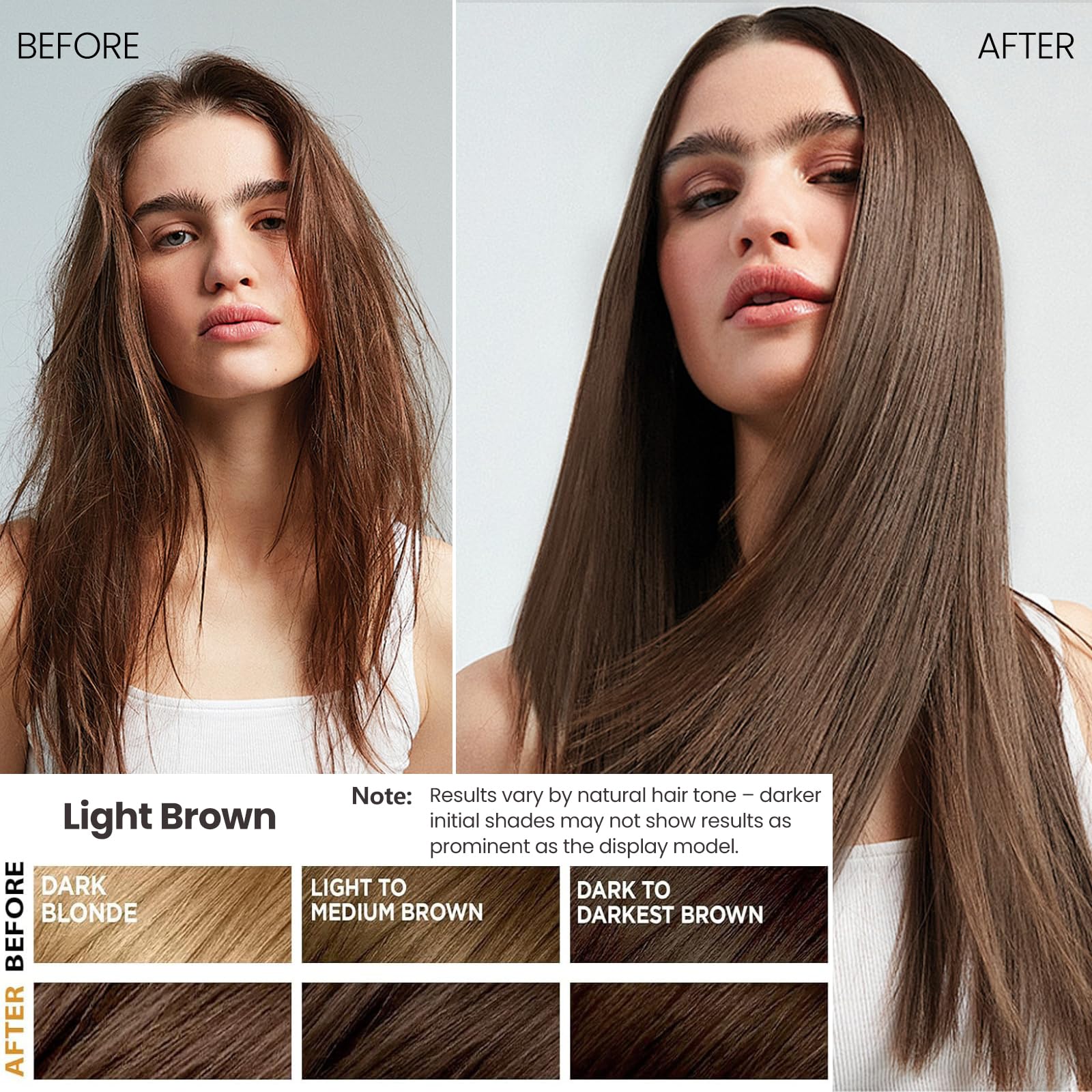 Lavender Fedulili Instant Light Brown Hair Dye Shampoo for Gray Hair 3 in 1, Natural Hair Color Shampoo for Women Men Brown Colors in 10-15 mins, 100% Coverage Long Lasting Hair Dye 16.9 Fl Oz (Light brown)