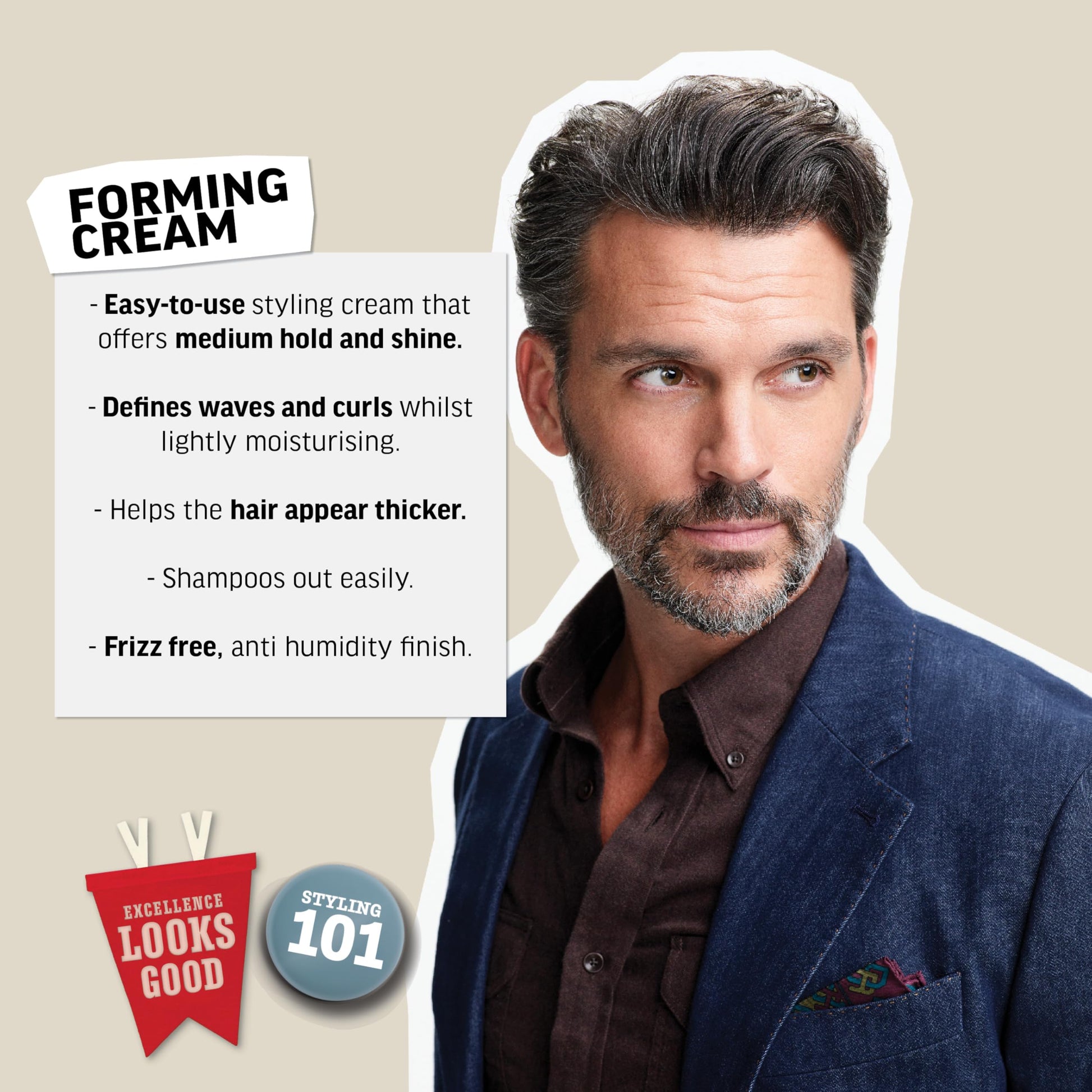 Light Gray American Crew Men's Hair Forming Cream, Like Styling Gel with Medium Hold & Shine, Travel Size, 1.7 oz