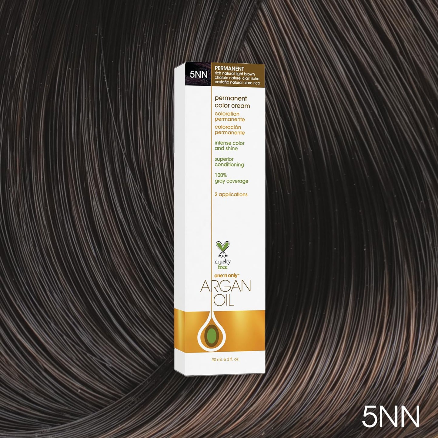 Dark Slate Gray One N' Only Permanent Hair Color - Permanent Hair Dye Made with Argan Oil - Delivers Rich, Accurate Tones with Gray Coverage - Improves Moisture & Elasticity - 5NN Rich Natural Light Brown (3 oz)