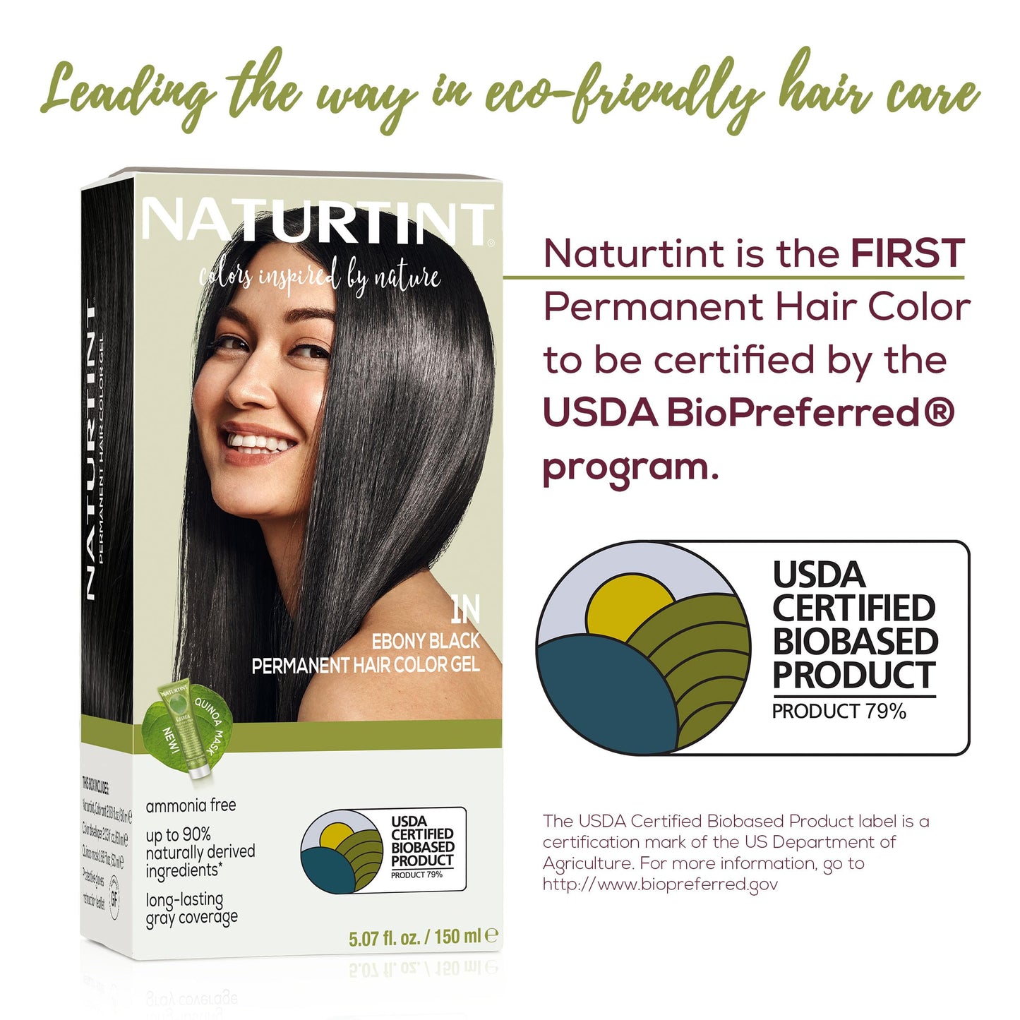 White Smoke Naturtint 1N Ebony Black Permanent Hair Color (Pack of 1), Ammonia Free, Vegan, Cruelty Free, up to 100% Gray Coverage, Long Lasting Results (Packaging may vary)