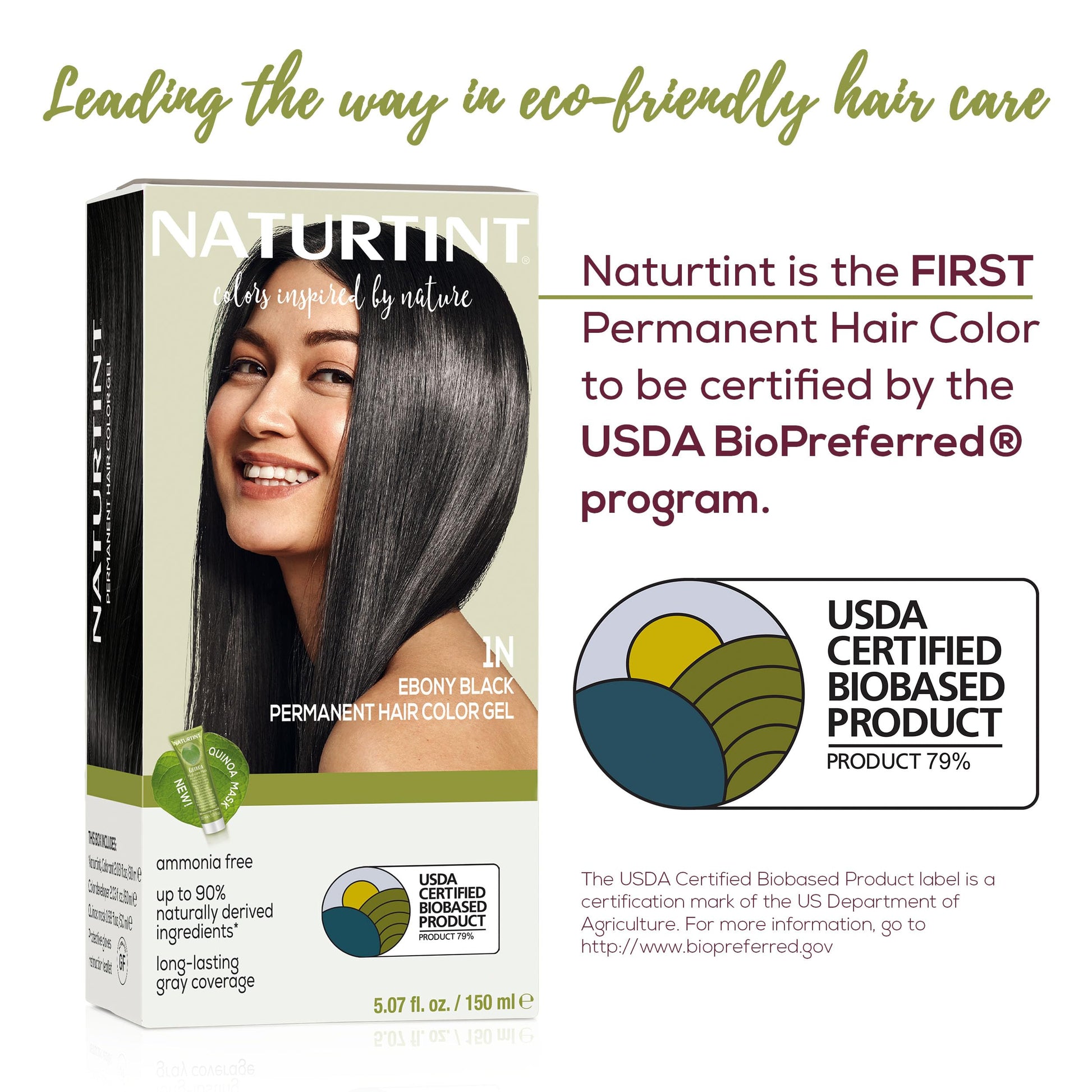 White Smoke Naturtint 1N Ebony Black Permanent Hair Color (Pack of 1), Ammonia Free, Vegan, Cruelty Free, up to 100% Gray Coverage, Long Lasting Results (Packaging may vary)