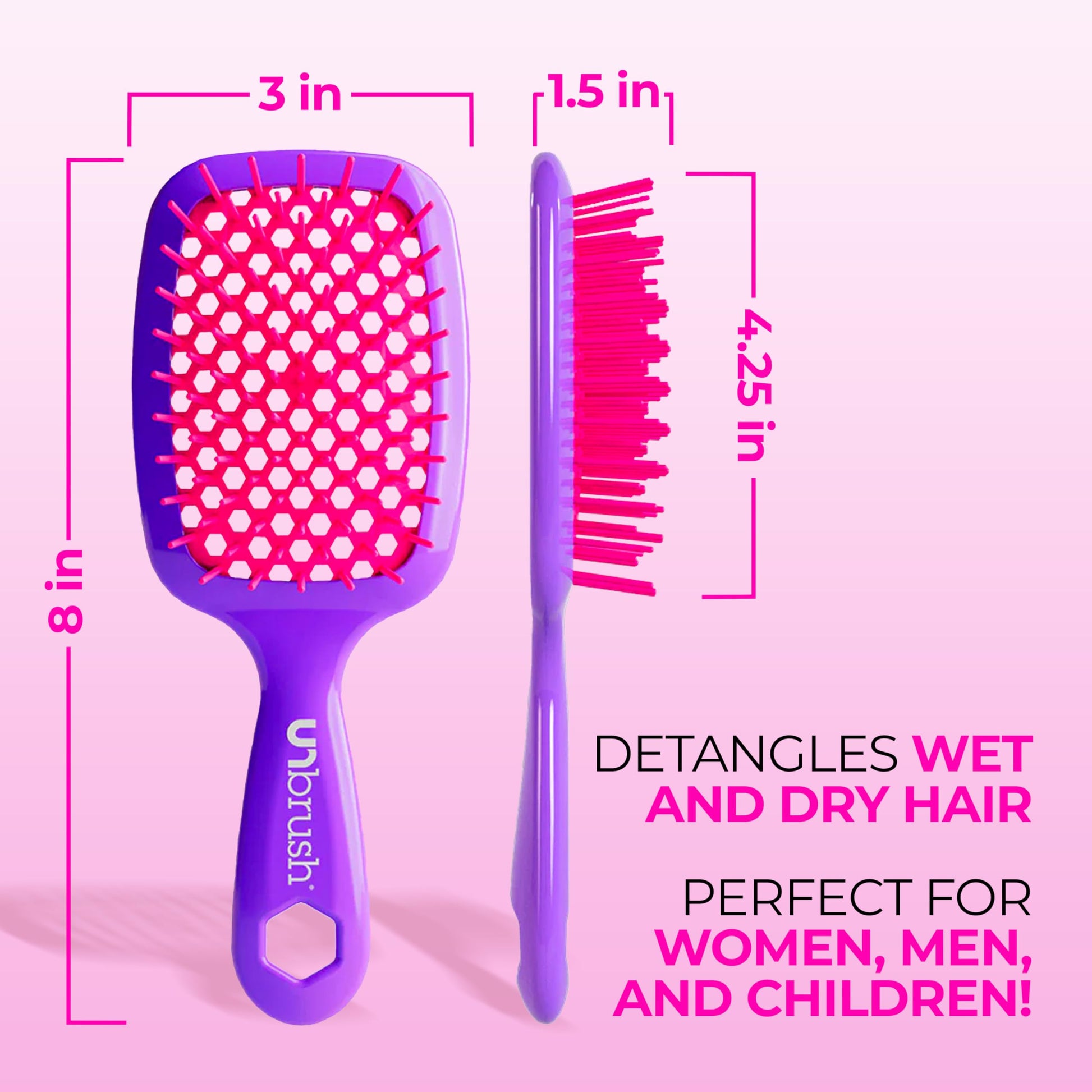 Lavender Blush FHI Heat UNbrush Detangling Brush for Pain-Free Brushing on All Wet or Dry Hair Types — Durable DuoFlex Anti-Static Bristles, Lightweight Handle, Vented Hair Brush