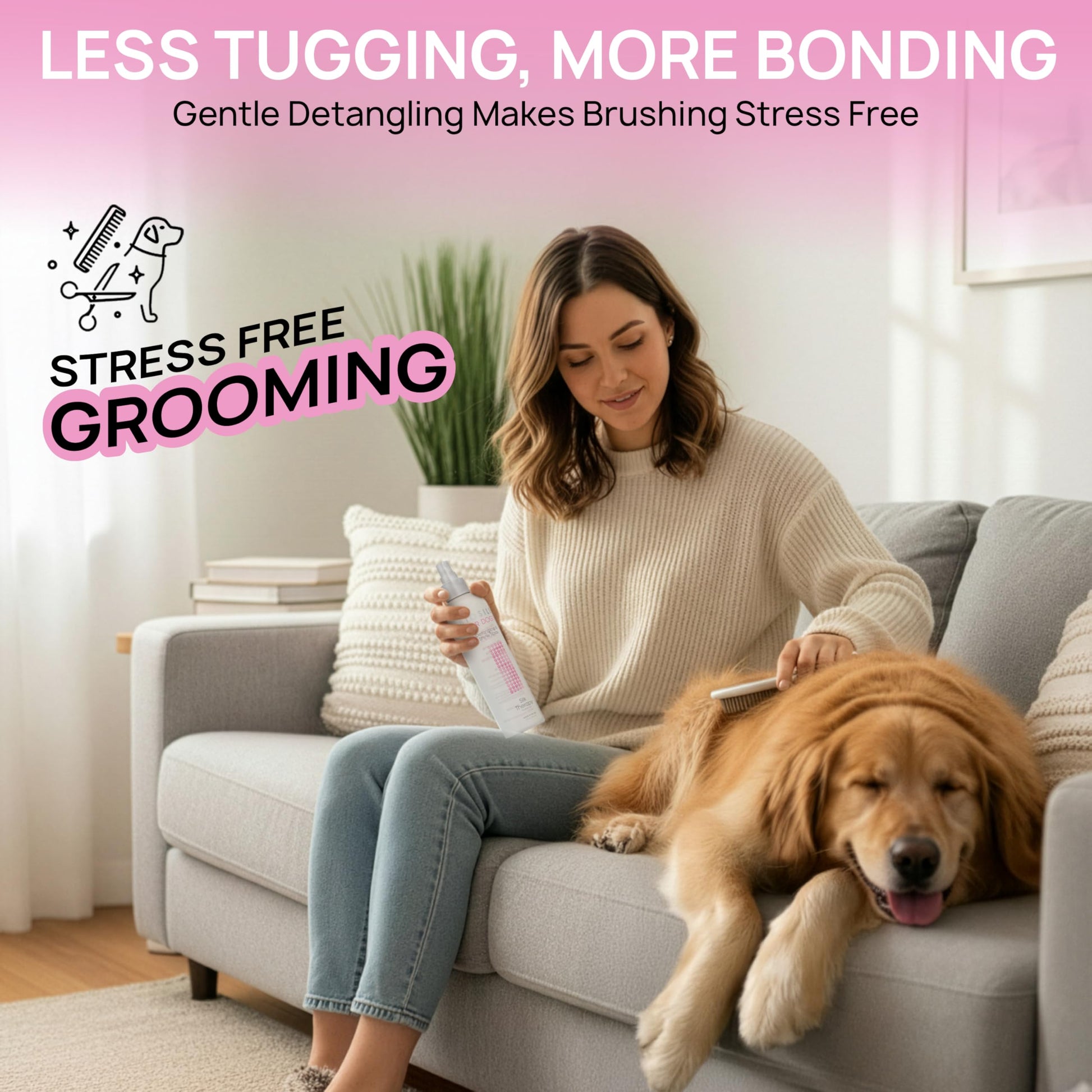 Gray BioSilk for Dogs Silk Therapy Detangling Plus Shine Protecting Mist for Dogs