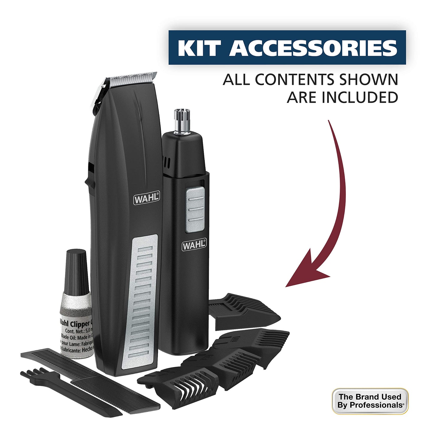White Smoke Wahl Cordless Beard Trimmer w/Ear/Nose/Brow Trimmer