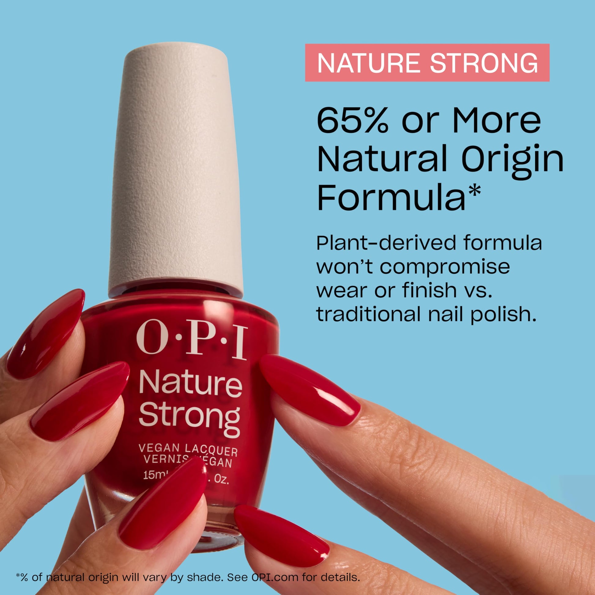 Sky Blue OPI Nature Strong Cactus What You Preach | Opaque Bright Blue Crème Natural Origin Nail Polish | Plant Based, Vegan, Cruelty Free