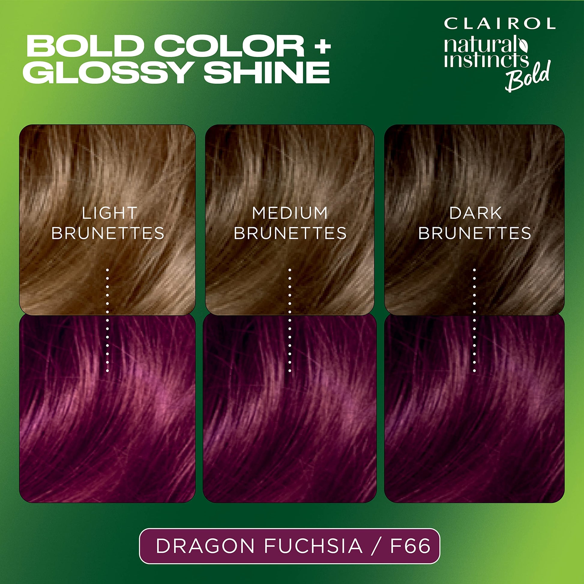 Dark Green Clairol Natural Instincts Bold Permanent Hair Dye, F66 Dragon Fuchsia Hair Color, Pack of 1