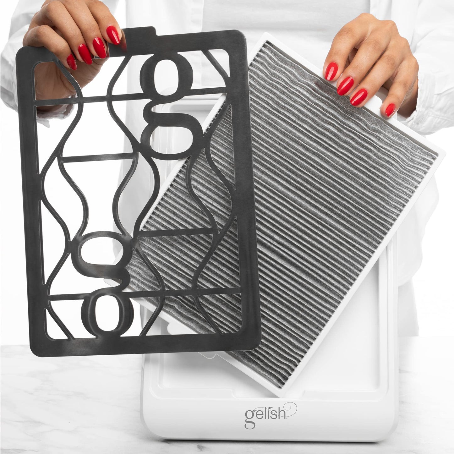 White Smoke Gelish Vortex Dust Collector - Nail Dust Collector, Nail Tech Essential, Portable, Powerful, Efficient, and Rechargeable System for Salon & Home Use.