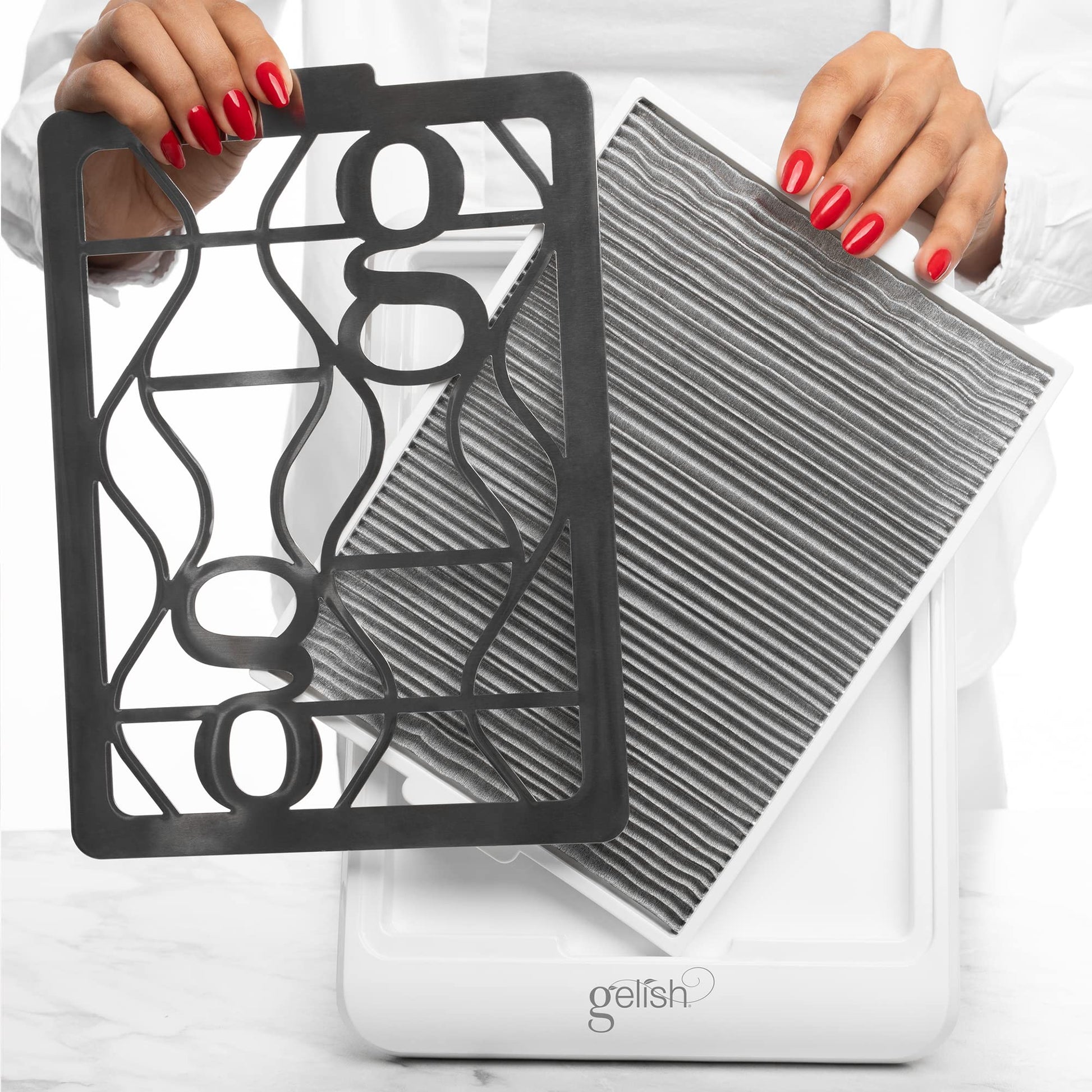 White Smoke Gelish Vortex Dust Collector - Nail Dust Collector, Nail Tech Essential, Portable, Powerful, Efficient, and Rechargeable System for Salon & Home Use.