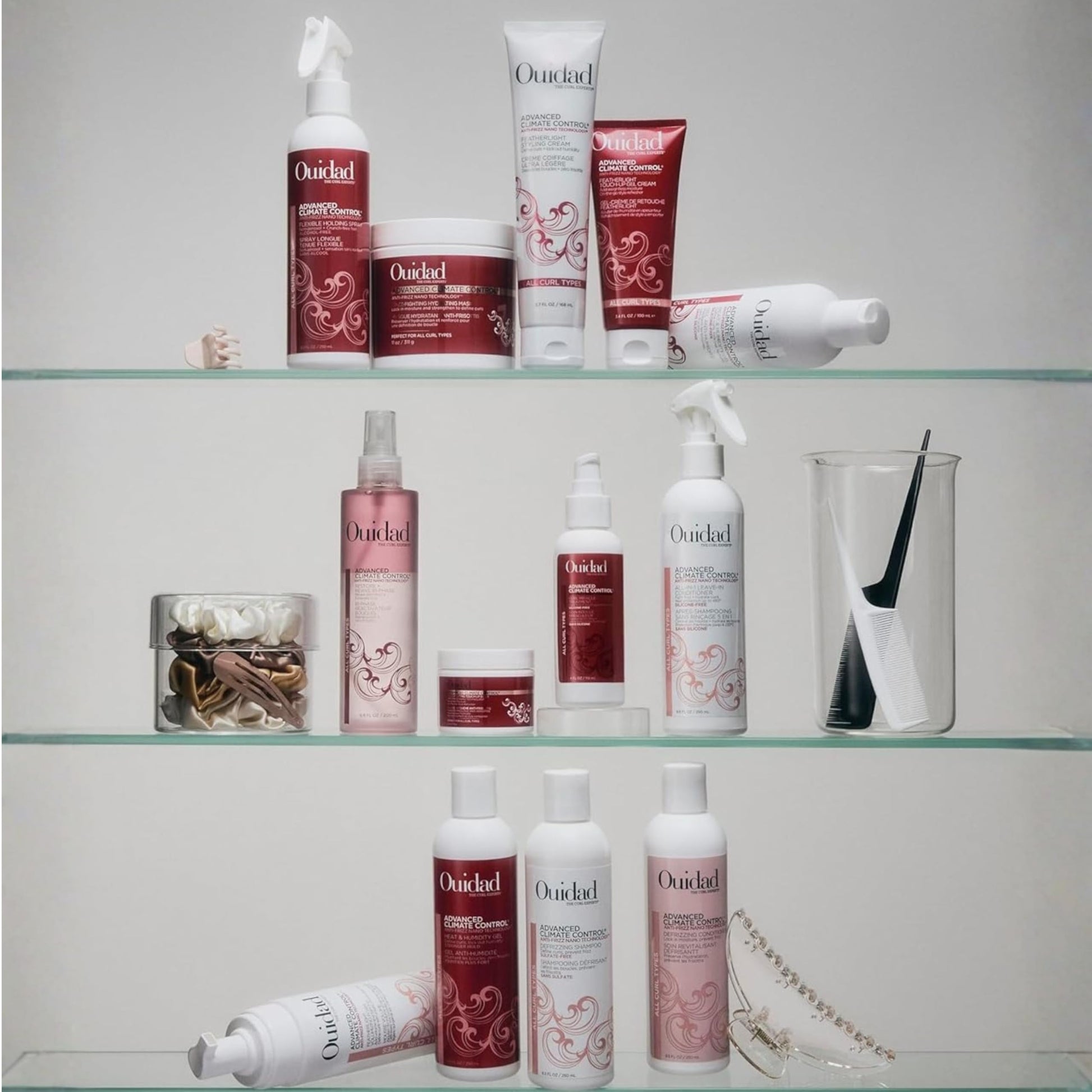 Gray Ouidad Advanced Climate Control Styling Cream, 2 fl oz, Featherlight Curl Cream for Curly Hair, Shiny, Hydrated & Frizz-Free Curls, Sulfates, Parabens & Cruelty-Free Curly Hair Products