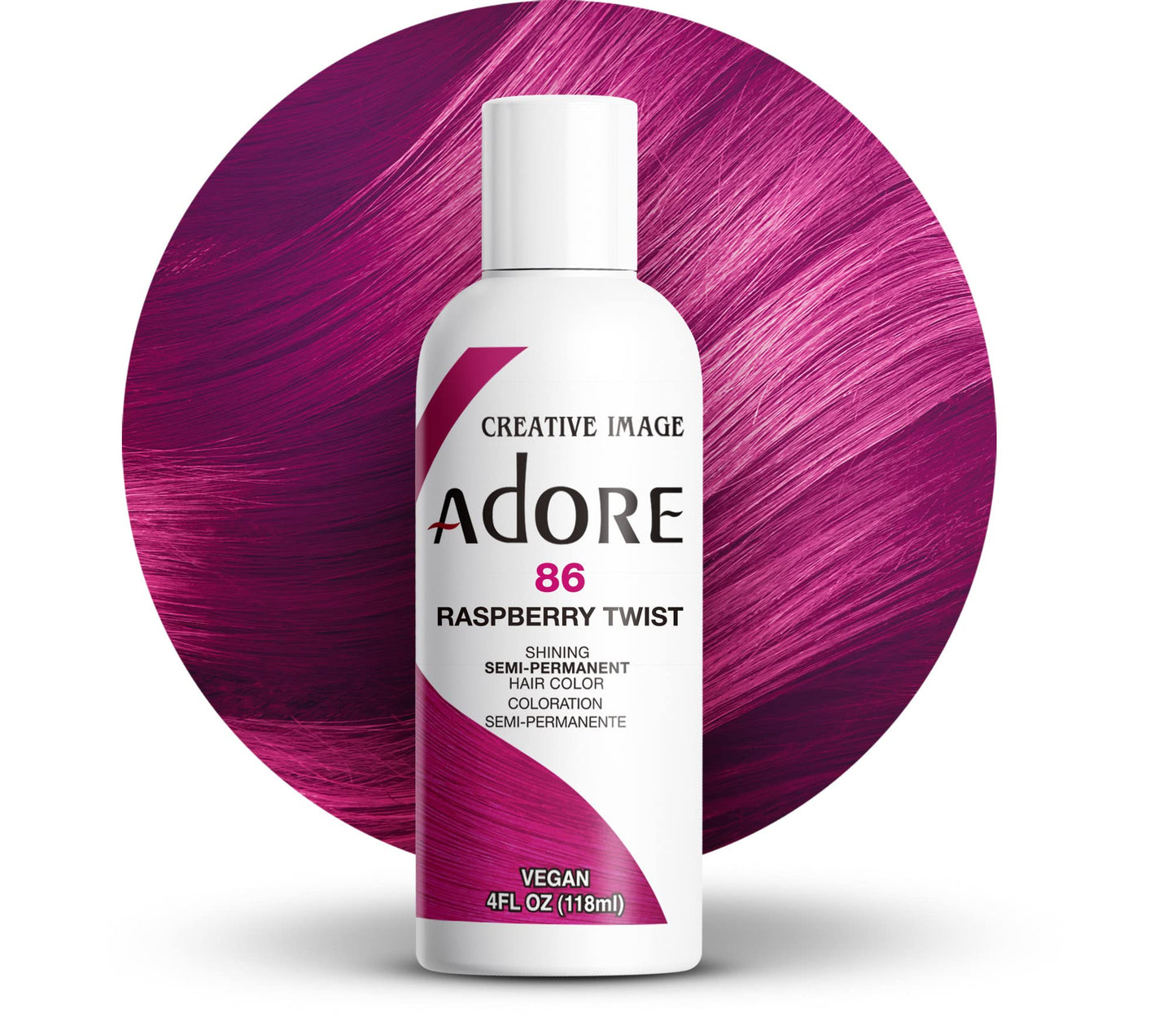 White Smoke Adore Semi Permanent Hair Color - Vegan and Cruelty-Free Hair Dye - 4 Fl Oz - 086 Raspberry Twist (Pack of 3)