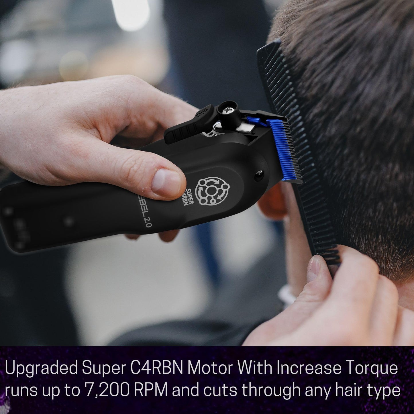 Black StyleCraft Rebel 2.0 Hair Clipper, Super C4RBN Motor with DLC and Ceramic Blades USB-C Rechargeable, Cord/Cordless Haircutting