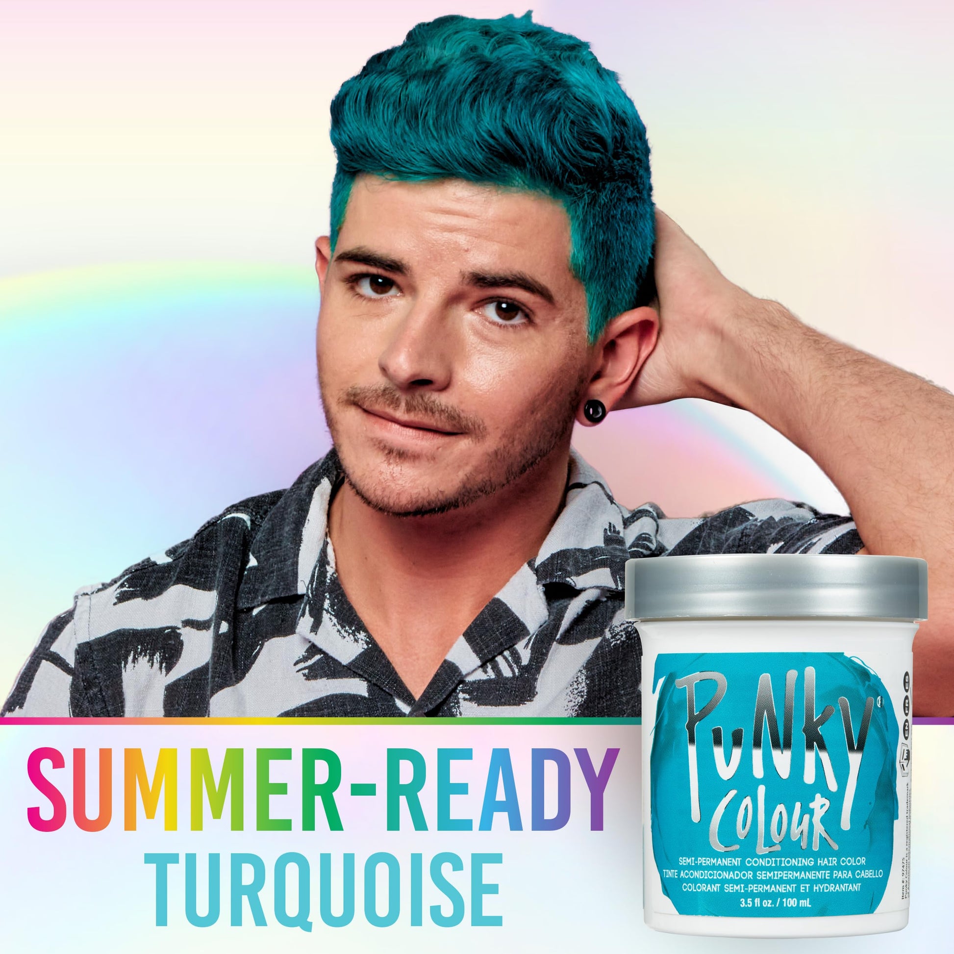 Seashell Punky Semi Permanent Conditioning Hair Color, Vegan, PPD and Paraben Free, may last for 5-40 washes, 3.5oz, Turquoise