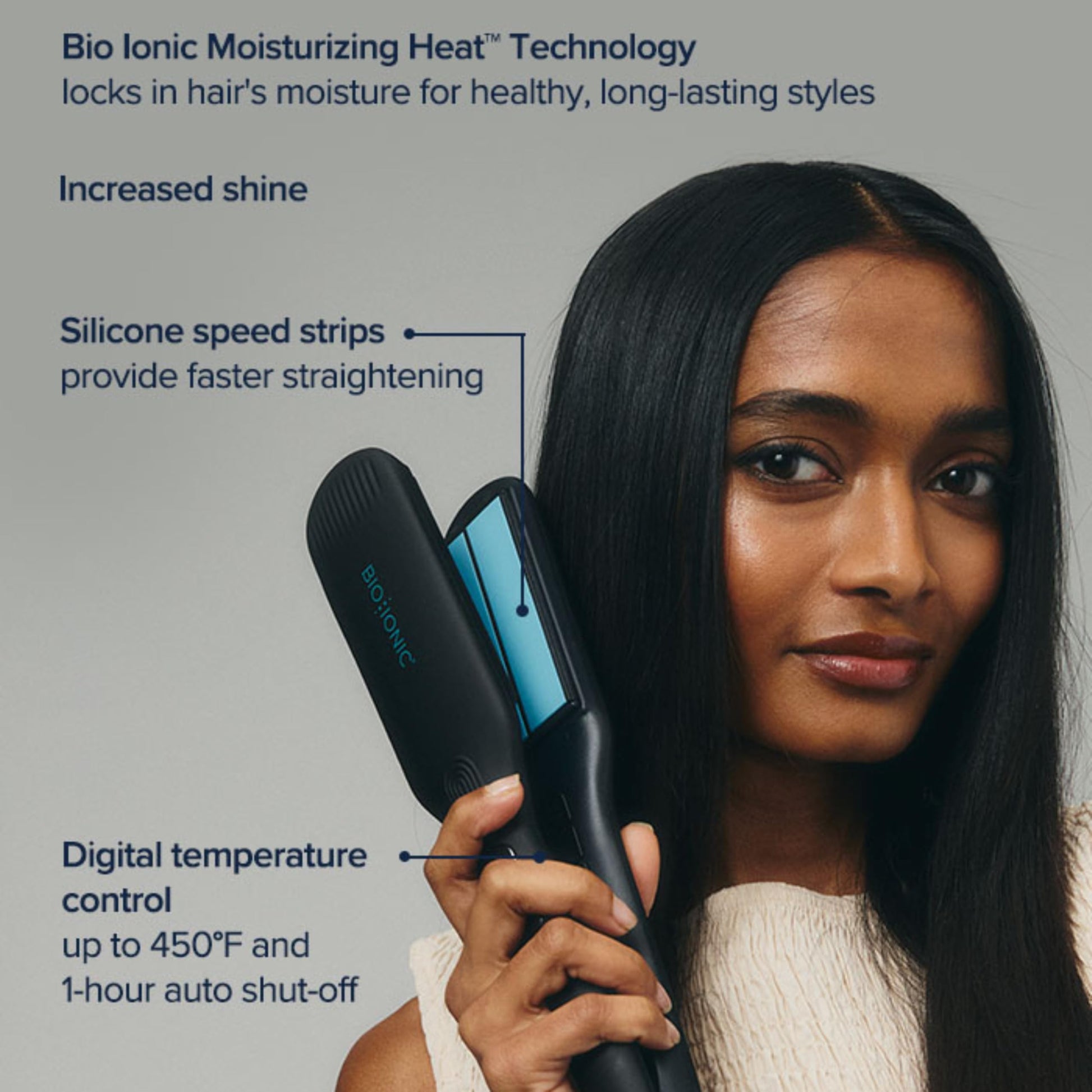 Dark Gray Bio Ionic OnePass Styling Flat Iron, 1.5 inch, Black