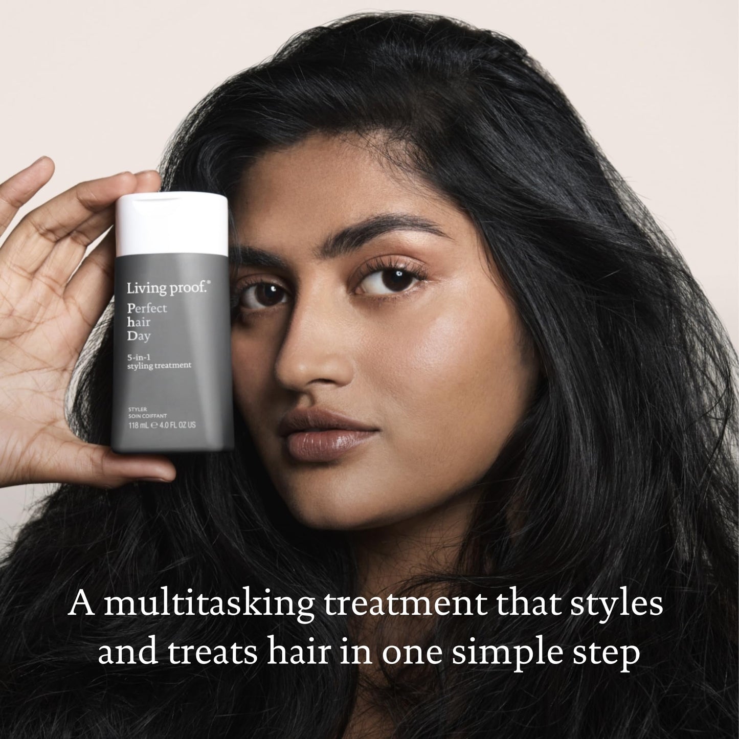 Black Living Proof Perfect Hair Day 5-in-1 Styling Treatment – Conditions, Smooths, Volumizes, Adds Shine, Heat Protection up to 450°F, 4 oz