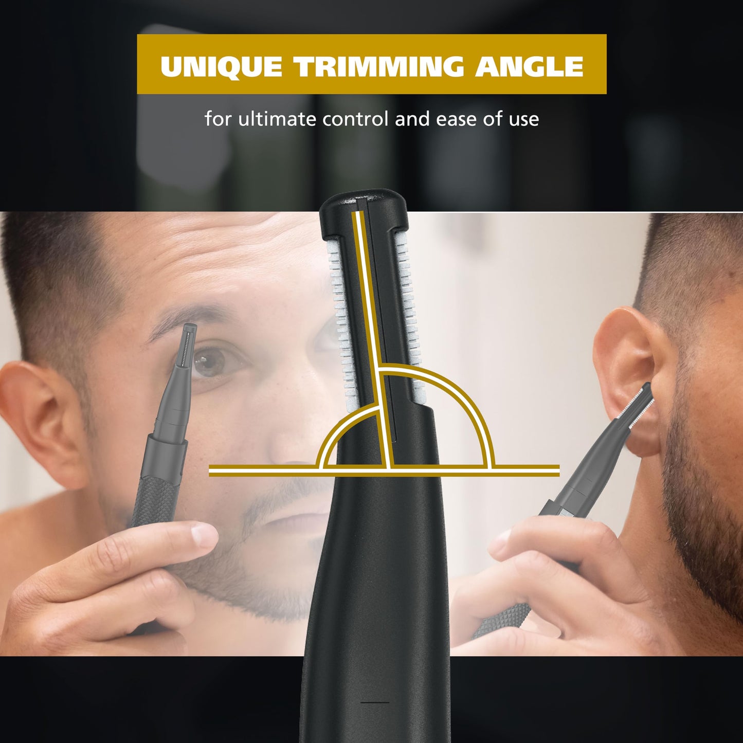 Black Wahl Manscaper ® 2 in 1 Lithium Battery Tactical® Dual Sided Eyebrow Trimmer and Nose Hair Trimmer for Men – Model 3023805