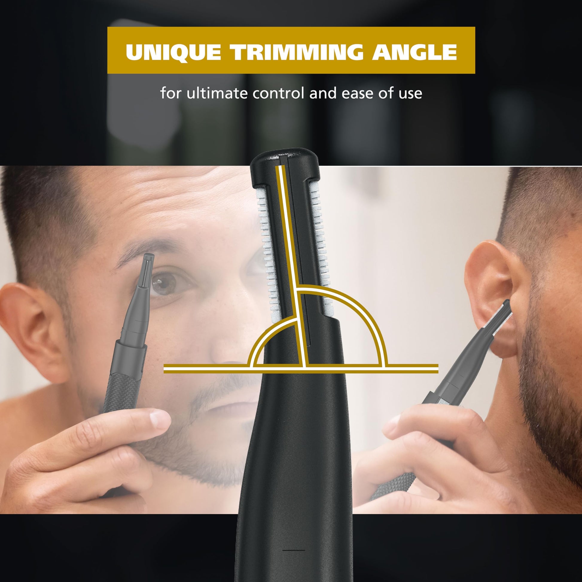 Black Wahl Manscaper ® 2 in 1 Lithium Battery Tactical® Dual Sided Eyebrow Trimmer and Nose Hair Trimmer for Men – Model 3023805