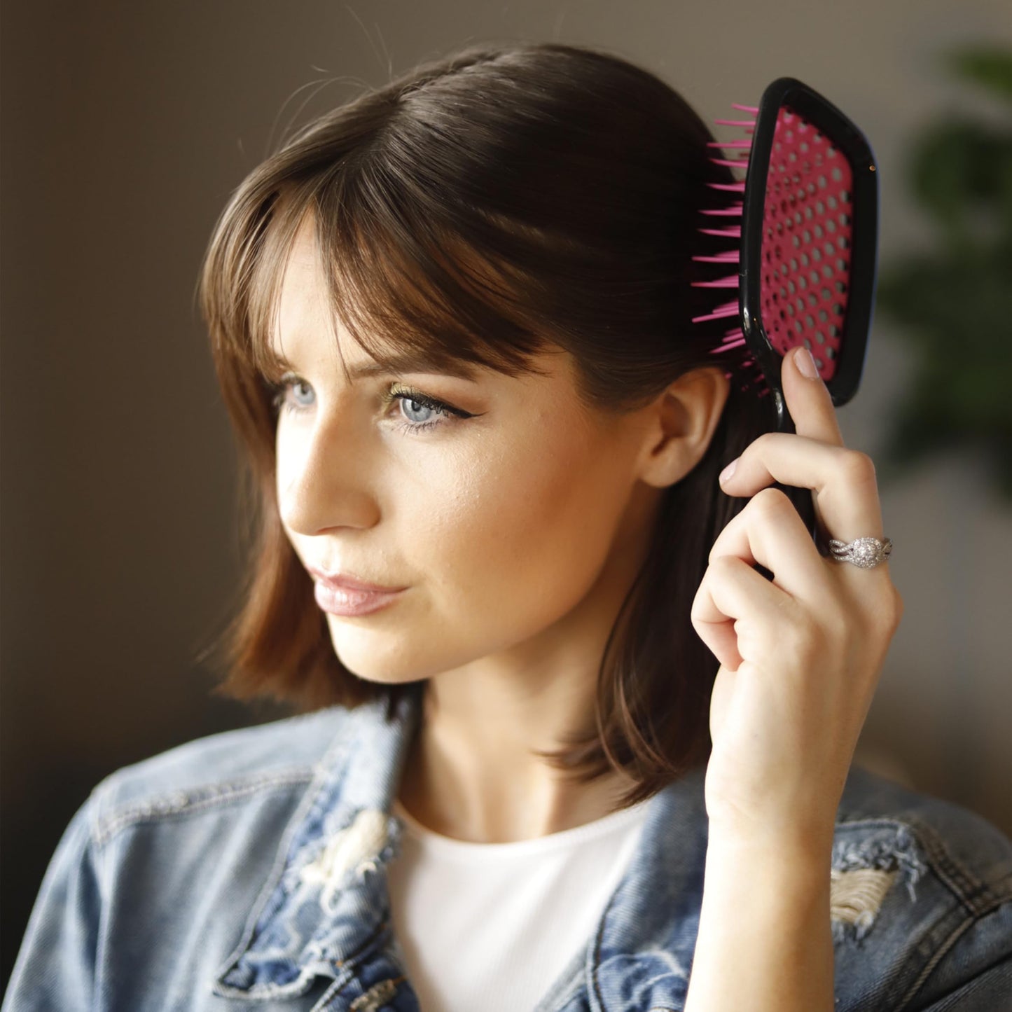 Dark Slate Gray FHI Heat UNbrush Detangling Brush for Pain-Free Brushing on All Wet or Dry Hair Types — Durable DuoFlex Anti-Static Bristles, Lightweight Handle, Vented Hair Brush, Cherry Blossom