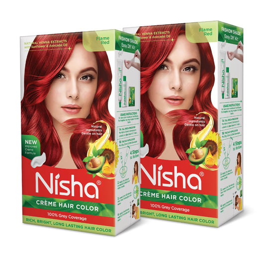 White Smoke Nisha cream hair color Fashion Highlights And Rich Bright Long-Lasting Colour Flame Red Pack of 2