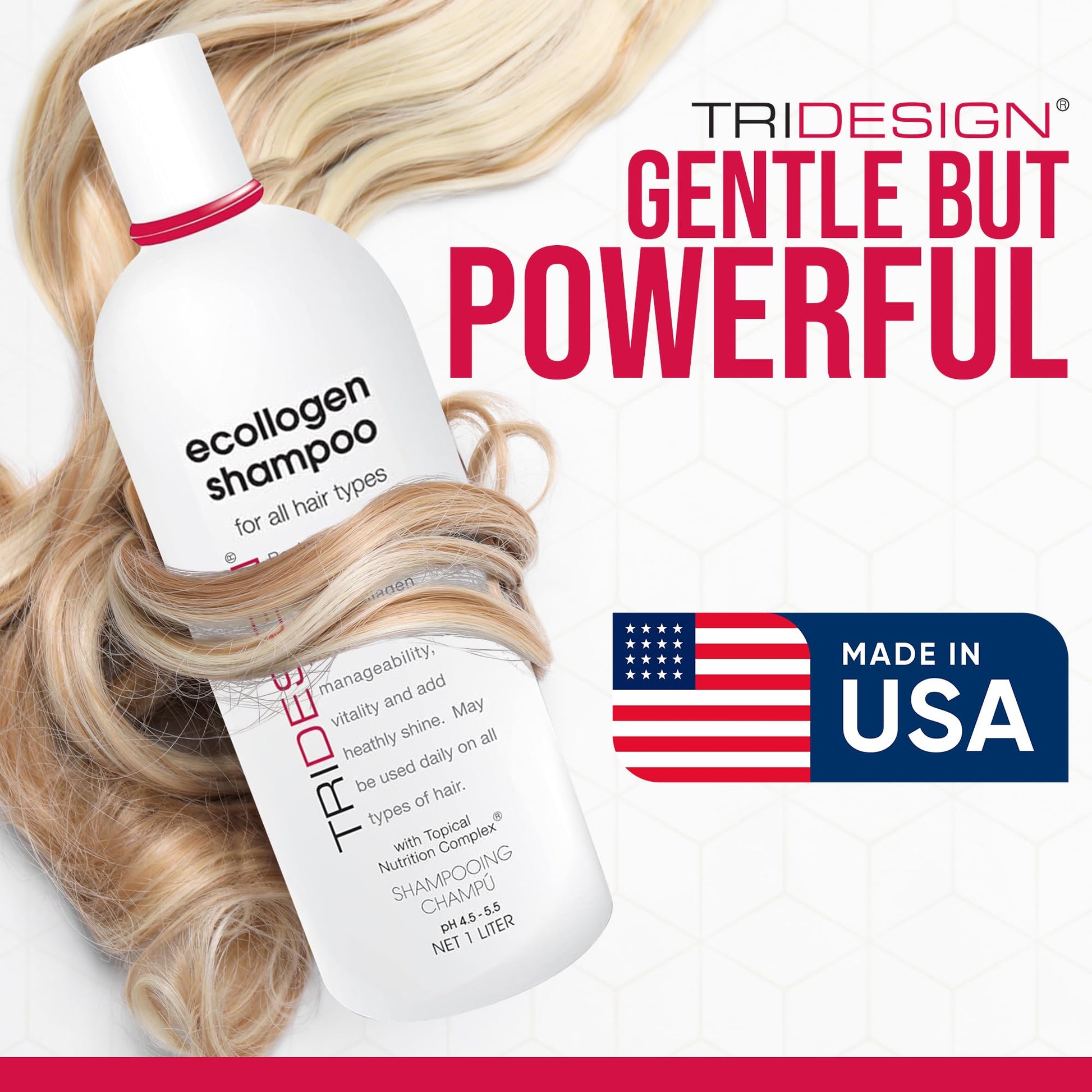White Smoke TRI Design Ecollogen Shampoo - Hair Shampoo For Natural Hair - Moisturizing, Hydrating - Gentle Hair Products, Thickening, Volumizing Shampoo - Liter (33.8 oz.)