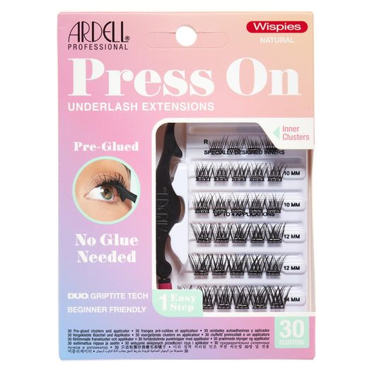 Thistle Ardell Press On Pre-Glued Eyelash Extension with Applicator - Wispies Natural, Customizable DIY Lash Clusters, Beginner Friendly Individual Lashes, 30 Count
