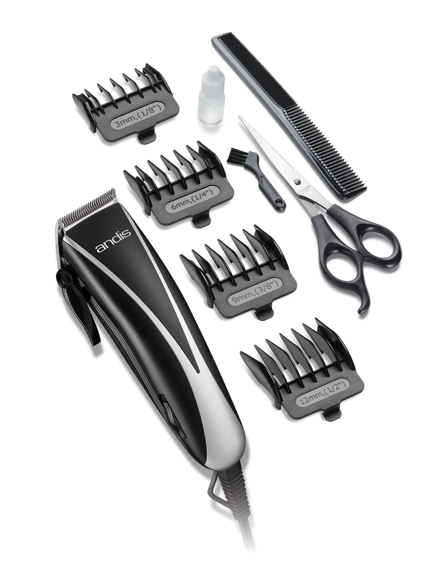 White Smoke Andis Ultra Clip Adjustable Blade 10-Piece Home Haircut Kit, Black