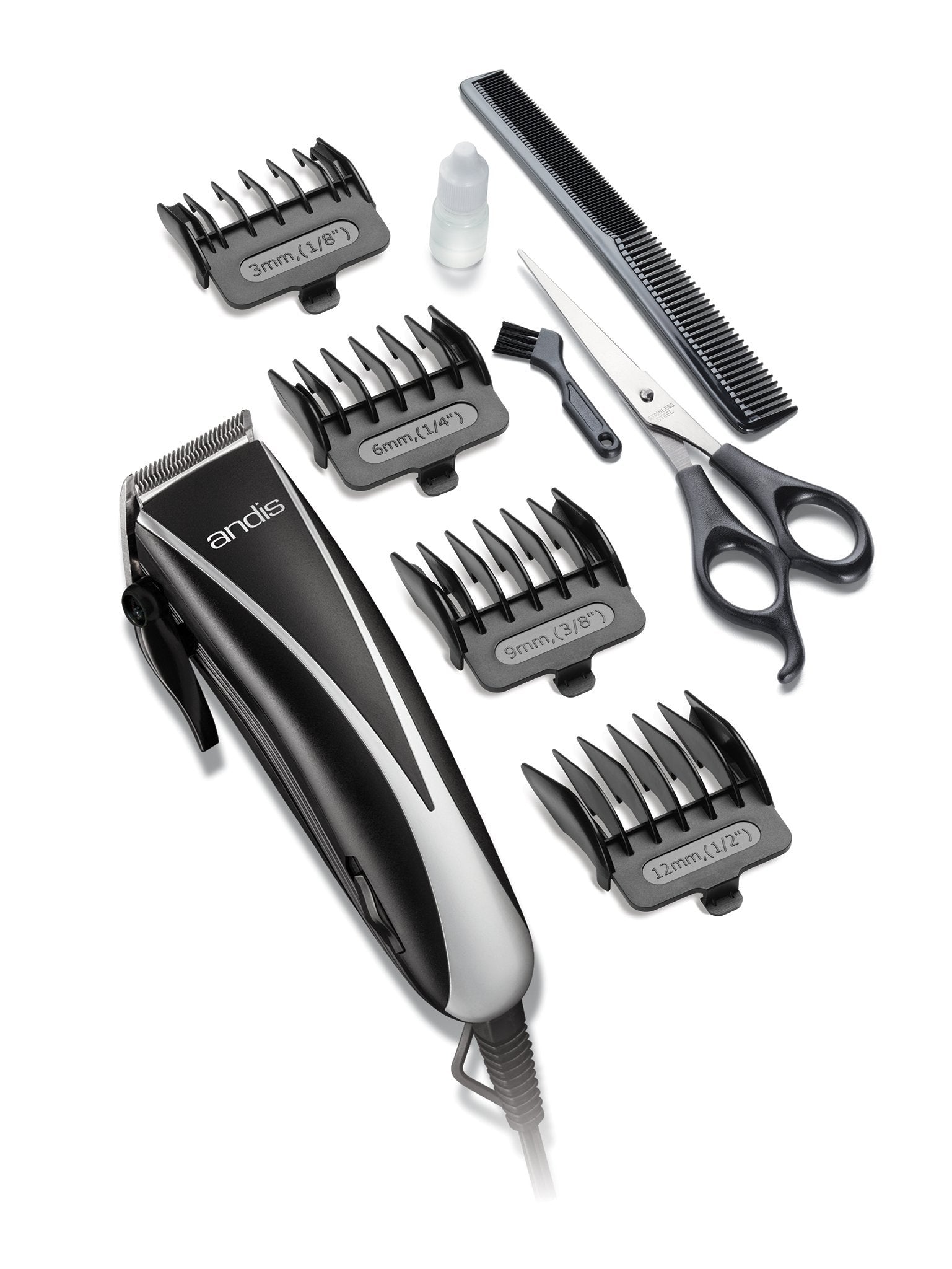 White Smoke Andis Ultra Clip Adjustable Blade 10-Piece Home Haircut Kit, Black