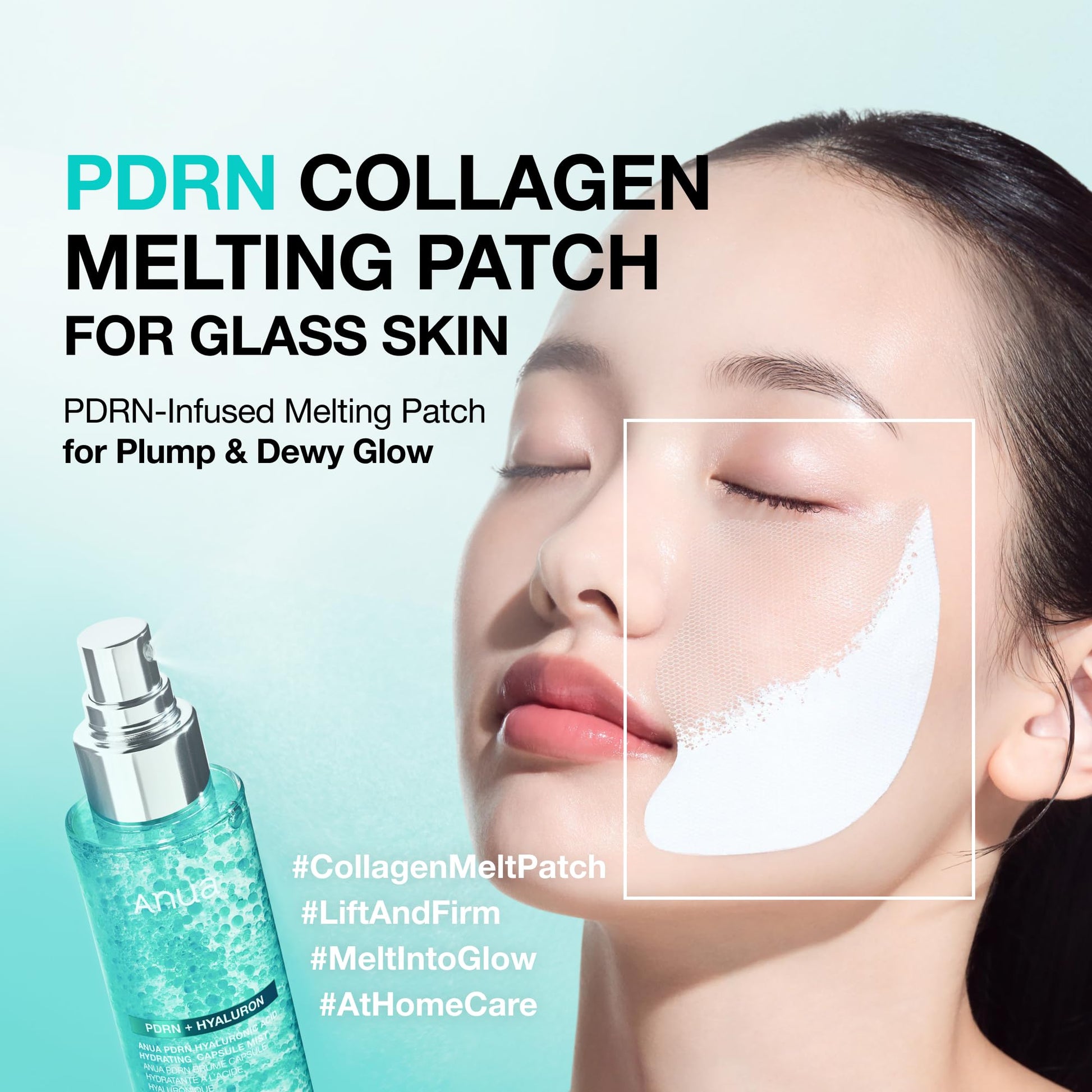 Alice Blue ANUA PDRN Collagen Plumping & Firming Care Set, PDRN Salmon DNA Glow Serum Spray, Collagen Patch Neck & Facial Fine Line, Face Mist & Melting Duo for Perfect Home Care, Korean Skincare Set