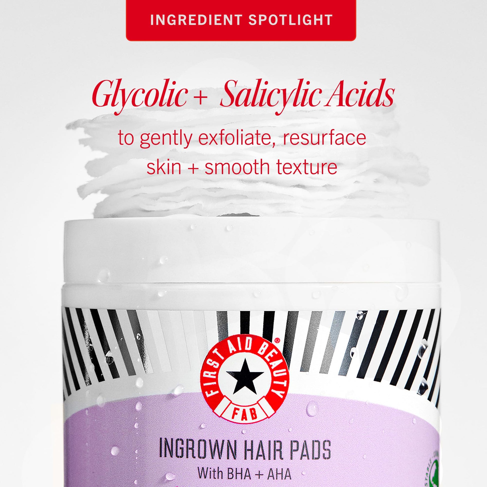 Lavender First Aid Beauty - Ingrown Hair Pads with BHA + AHA - Aftershave Treatment Pads to Help Prevent Razor Bumps for Men & Women - Exfoliate Underarms & Bikini Area - Compostable for Daily Use - 28 Pads