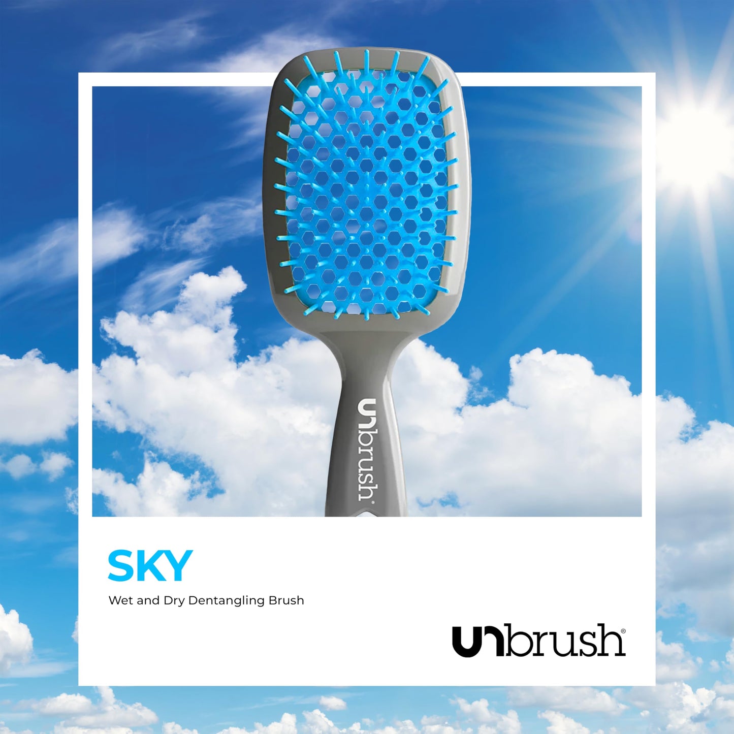 White Smoke FHI Heat UNbrush Detangling Brush for Pain-Free Brushing on All Wet or Dry Hair Types — Durable DuoFlex Anti-Static Bristles, Lightweight Handle, Vented Hair Brush, Light Blue/Grey