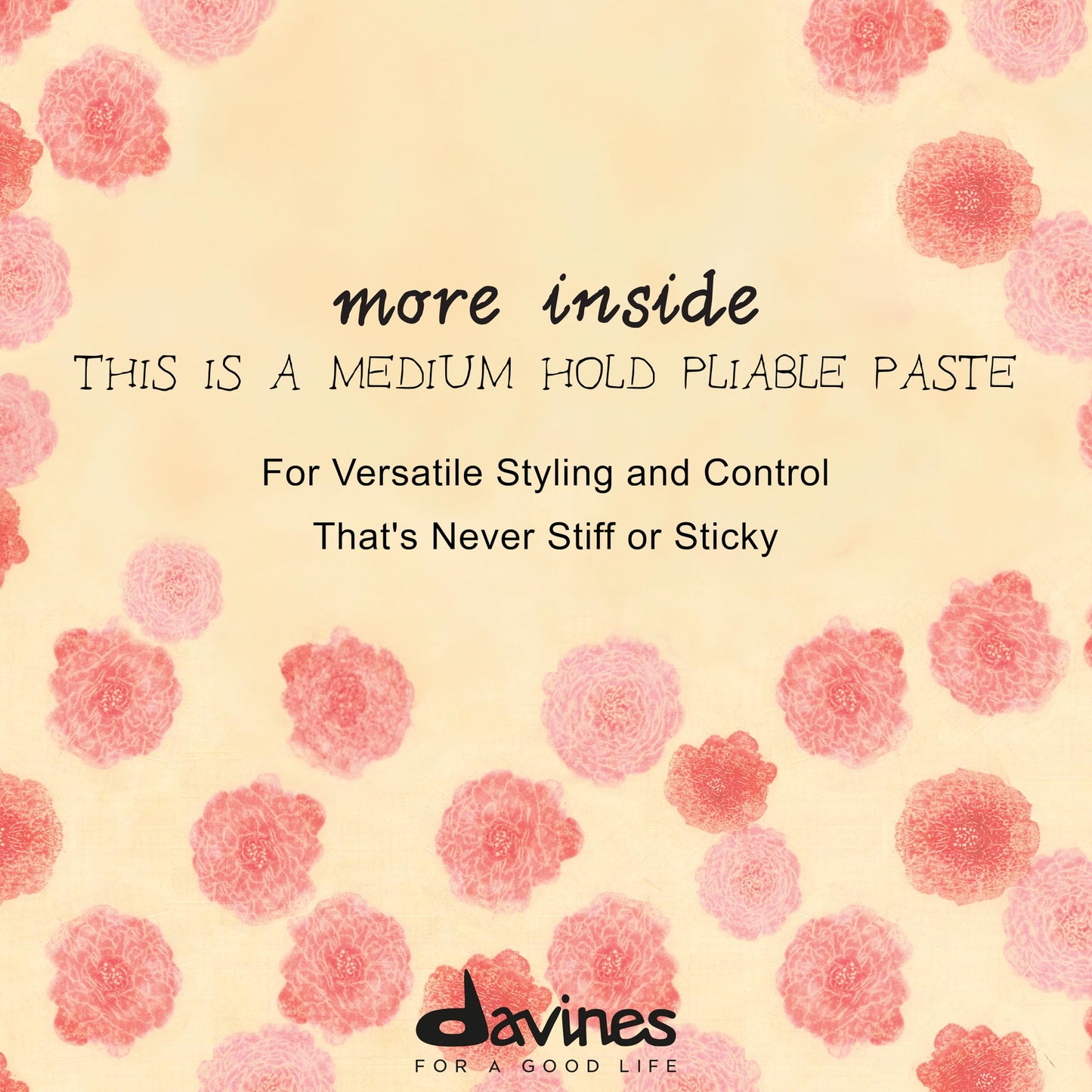Wheat Davines This Is A Medium Hold Pliable Paste, Medium Hold Texture & Control - Invisible Effect for Natural Looks - Maintains Styling without Stiffness, 4.23 Fl Oz
