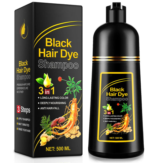 White Smoke Black Hair Dye Shampoo 3 in 1 for Gray Hair 500ML Instant Hair Color Shampoo for Men & Women - Color Shampoo for Dark Hair Colors in Minutes Long Lasting