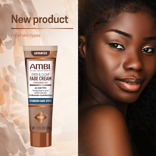 Black Ambi Even & Clear Advanced Fade Cream, Hydroquinone-free, Hyperpigmentation Treatment, Stubborn Dark Spot Corrector, Results In As Little As 2-3 Weeks, Niacinamide, Licorice Root Extract, PHA, 1 Fl Oz