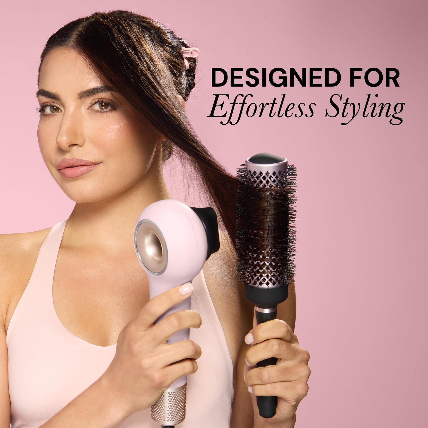 Tan L’Ange Hair Axia HaloRing Ionic Hair Dryer | High Speed Professional Blow Dryer for Smooth, Frizz-Free Styles | Lightweight Brushless Motor with Concentrator & Wall Mount | 4 Heat Settings | Blush