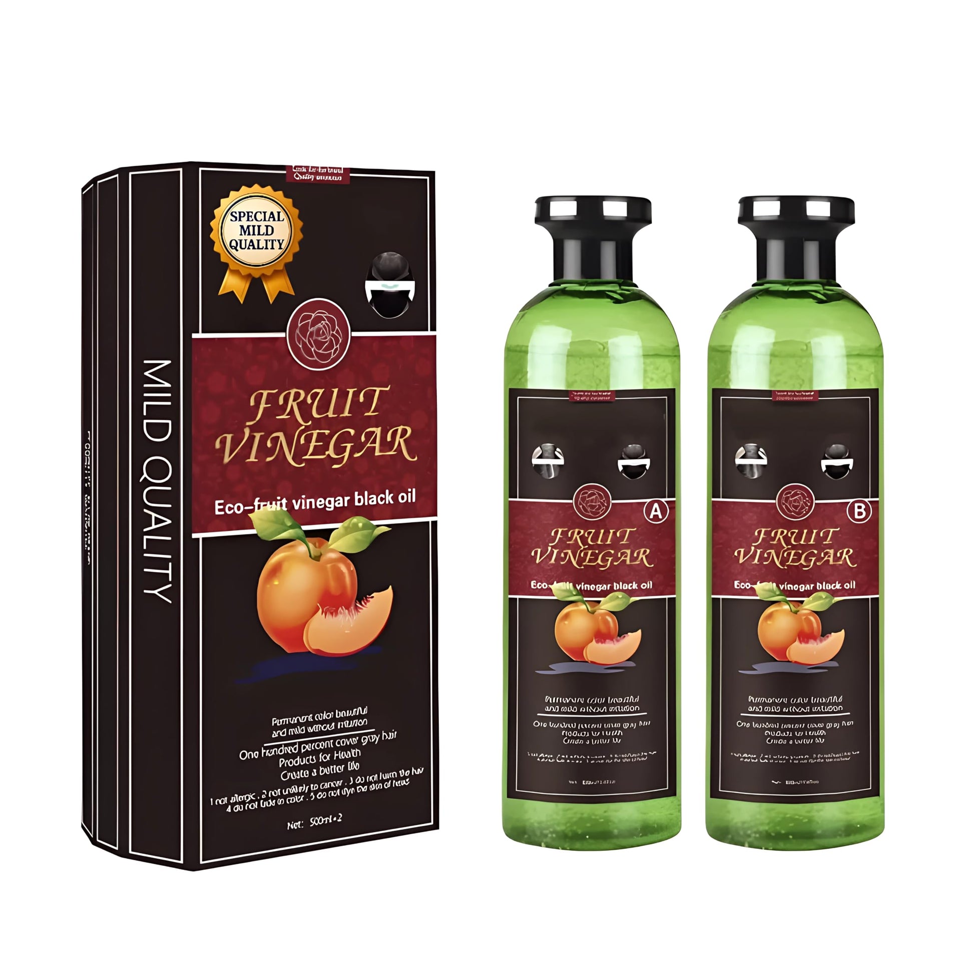 White Smoke Fruit Vinegar Hair color | Ammonia Free | Gray Coverage | Non-Staining | Long-Lasting | 33.8 fl oz |1000 ml | Unisex Hair Color | Natural Black
