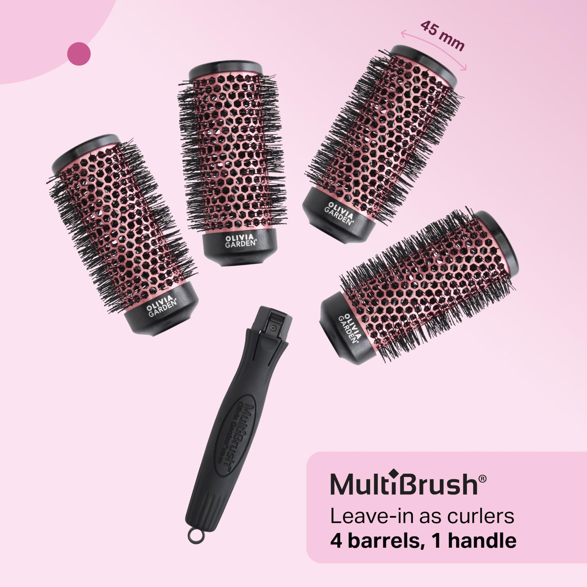 Lavender Blush Olivia Garden MultiBrush Detachable Thermal Styling Hair Brush (5-Piece Kit 1 3/4" 46mm)