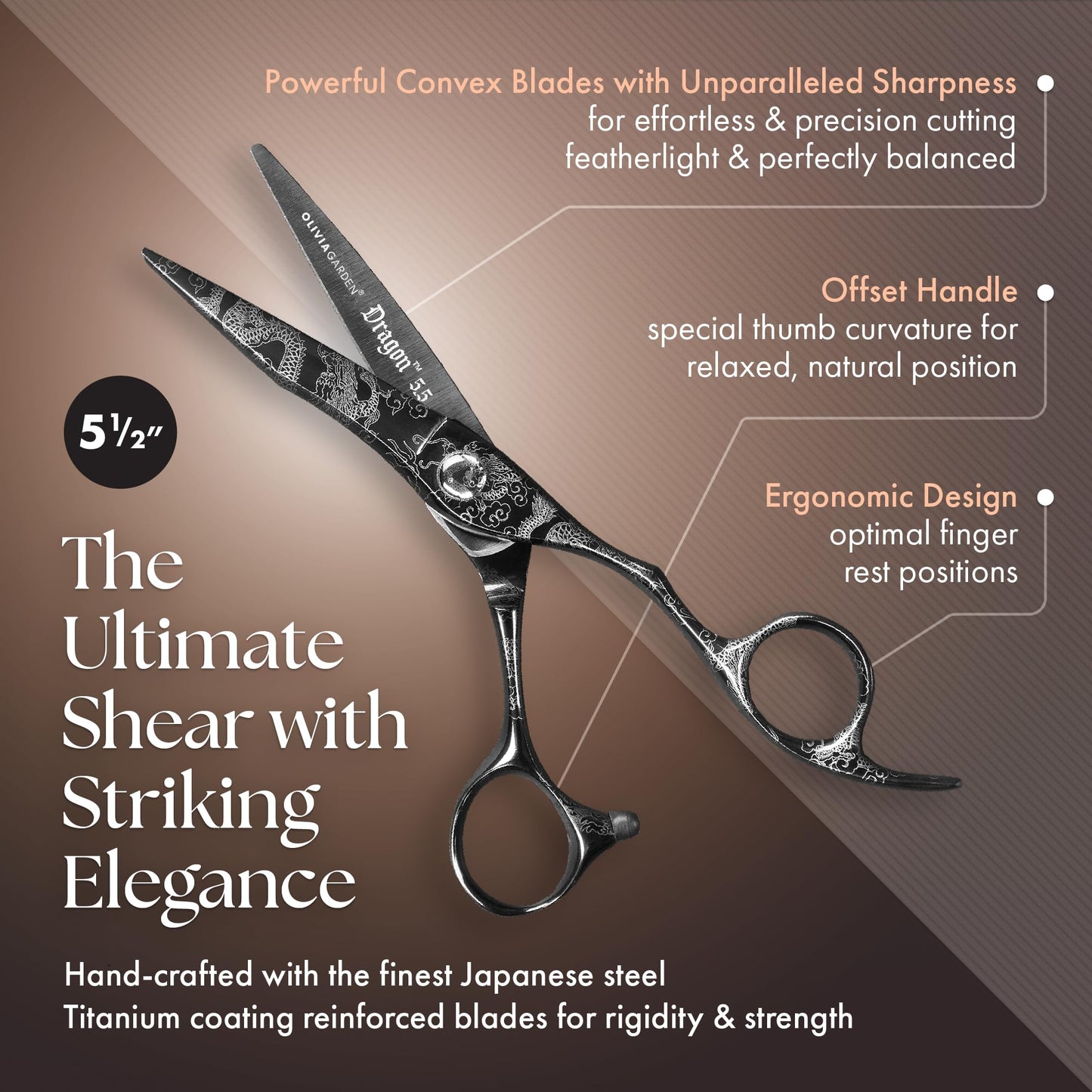 Dark Slate Gray Olivia Garden Dragon Shears Kit - Includes Professional Hair Cutting 5.5" Shear, 6" Thinner, Case, and Accessories - Razor Sharp Scissors - DR-55, DR-T628
