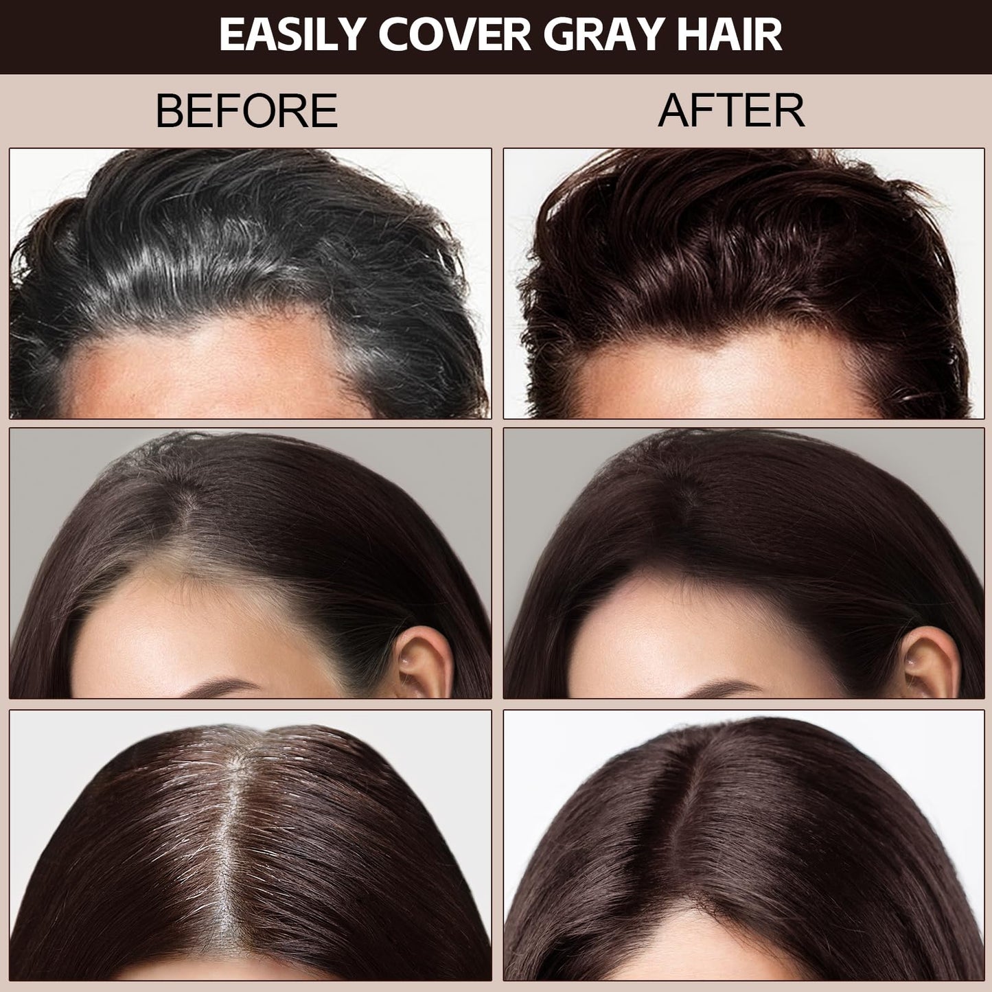 Black Boobeen Root Touch Up Hair Color Stick，Blendable Hairline Powder for Gray Coverage，Long Lasting Root Cover Up & Thinning Edges,Natural Finish for Women & Men