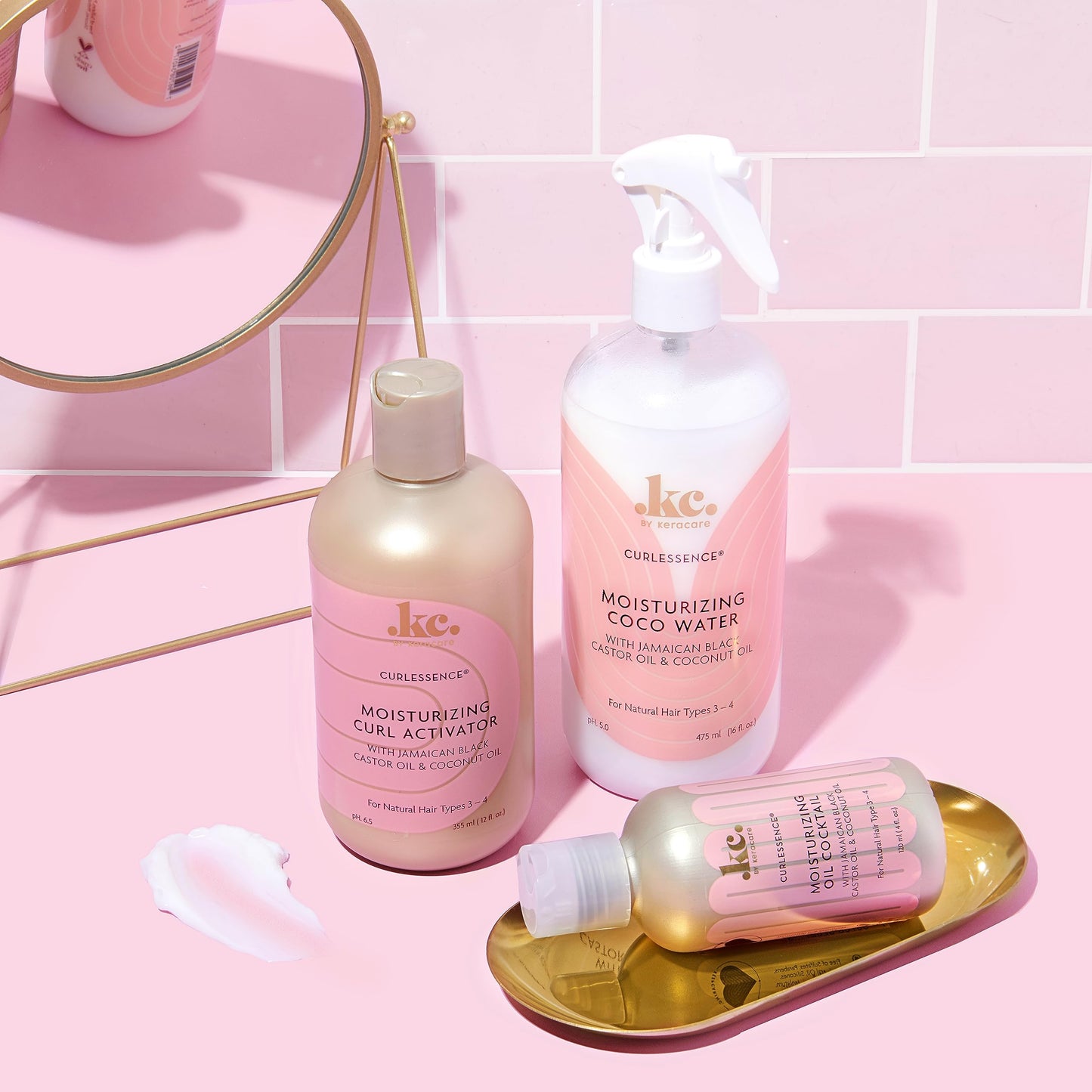 Misty Rose KeraCare Coconut Water - 16 oz - Light Hair Refresher Spray - Moisturizing and Hydrating - with Jamaican Black Castor Oil and Coconut Oil