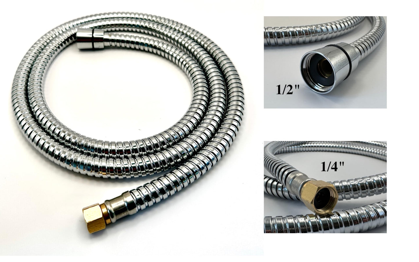White Smoke Socila Professional Stainless Steel Shampoo Bowl Hose - 1/2" Thread Sprayer Head to 1/4" Thread Water Pipe for Barber Shop & Salon Sink Replacement Part for Faucet and Sprayer